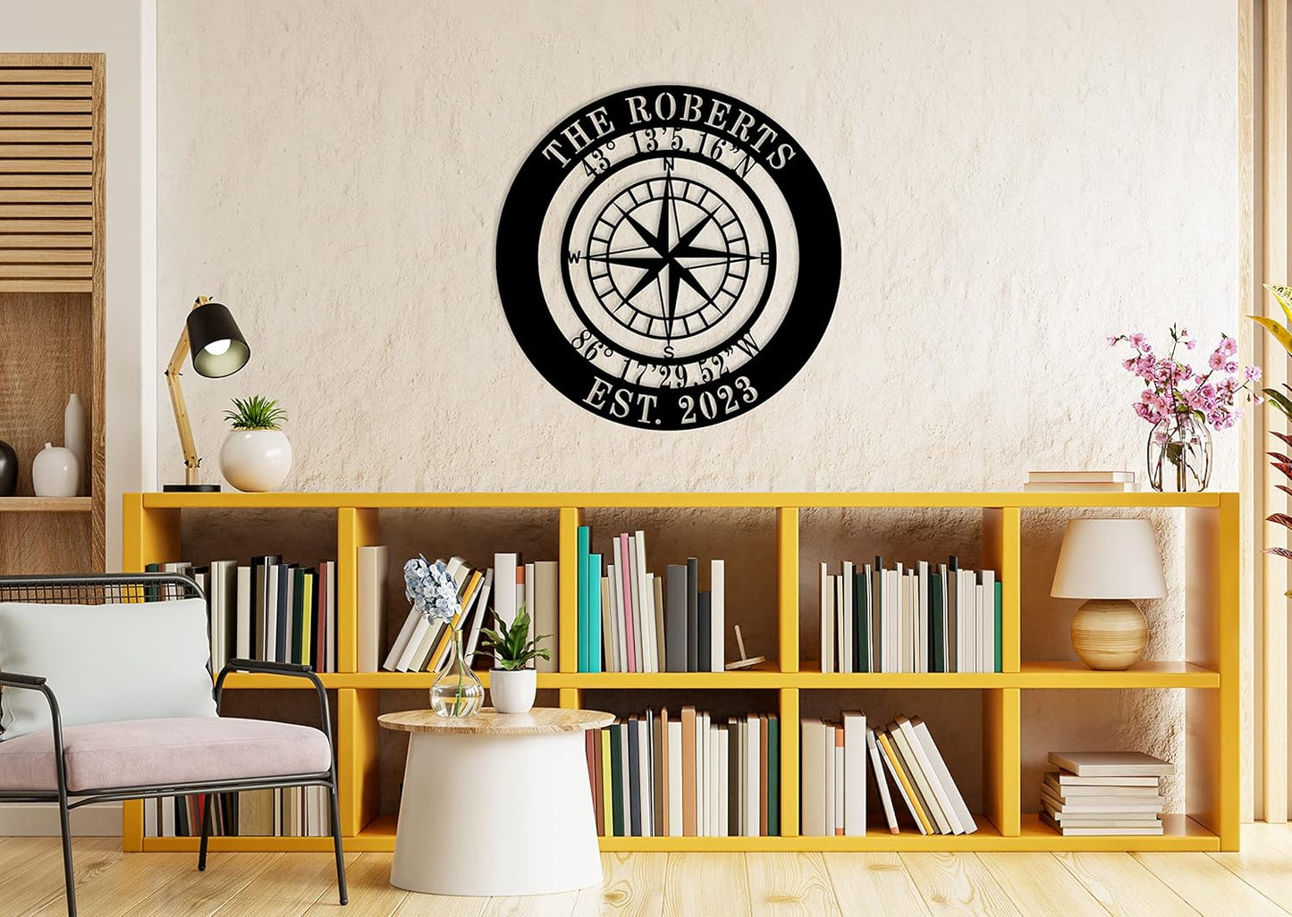 Custom Compass Metal Sign, Personalized Coordinates Sign, Nautical Wall Art, Custom Coordinates Wall Decor, Beach Lake House Decor