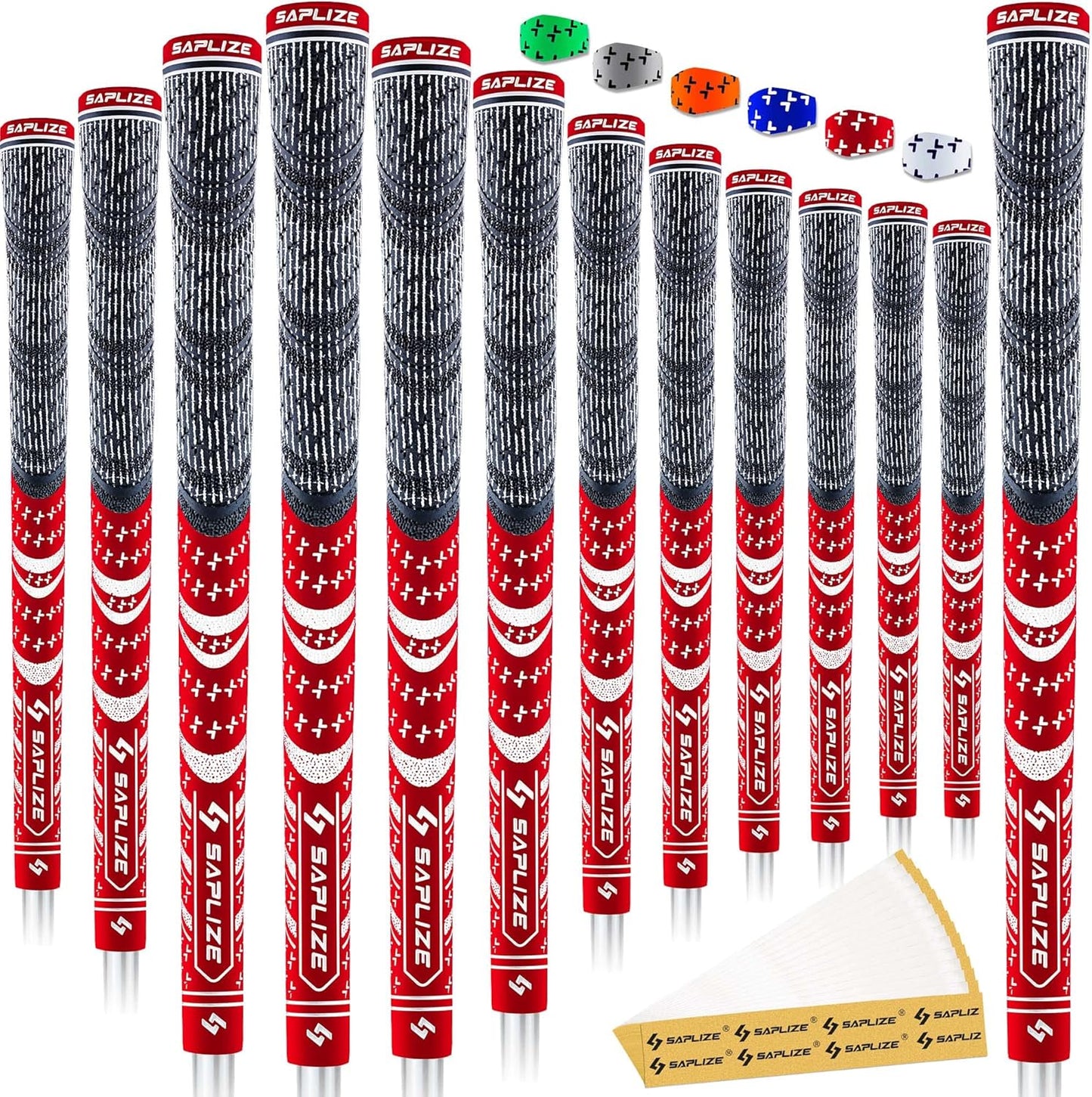 SAPLIZE Cross Cord Golf Grips Set of 13 Grips with Tape or Full Regripping Kit, Std/Mid/Jumbo, Low Taper Design, Multi-compound Hybrid, Anti-Slip Golf Club Grips, CL03 Series