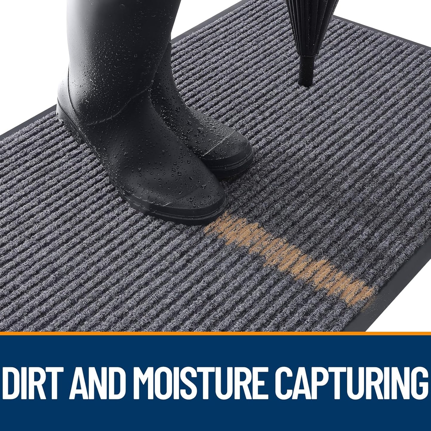 OLANLY Front Door Mat Indoor Outdoor Entrance, Waterproof Heavy Duty Doormat, Fade Resistant, Low Profile, Easy Clean Patio Porch Welcome Floor Mats for Entry, 35x23, Grey