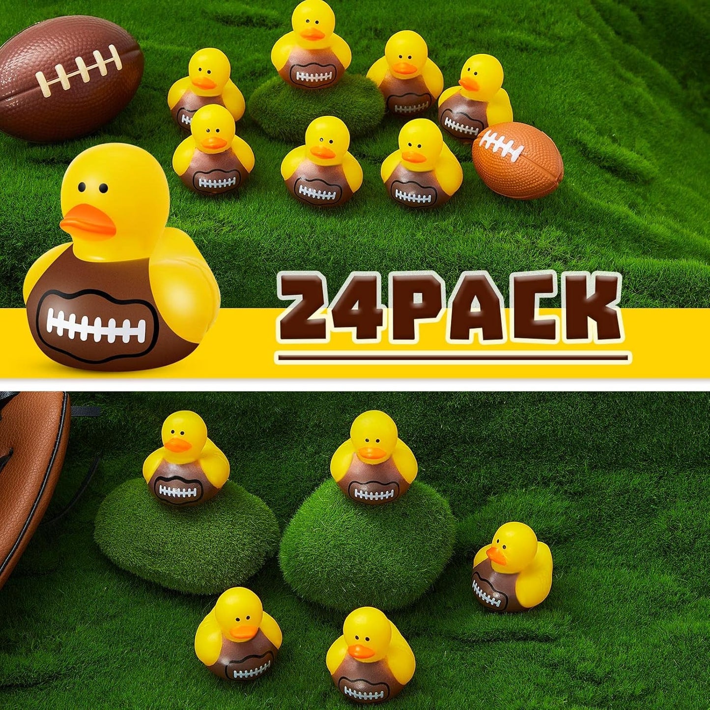 Deekin Rubber Duck 2 Inch Bulk Sport Party Favors for Team Events Game Day Decorations Birthday Party Decorations Club Player Gift(24 Pcs,Football)