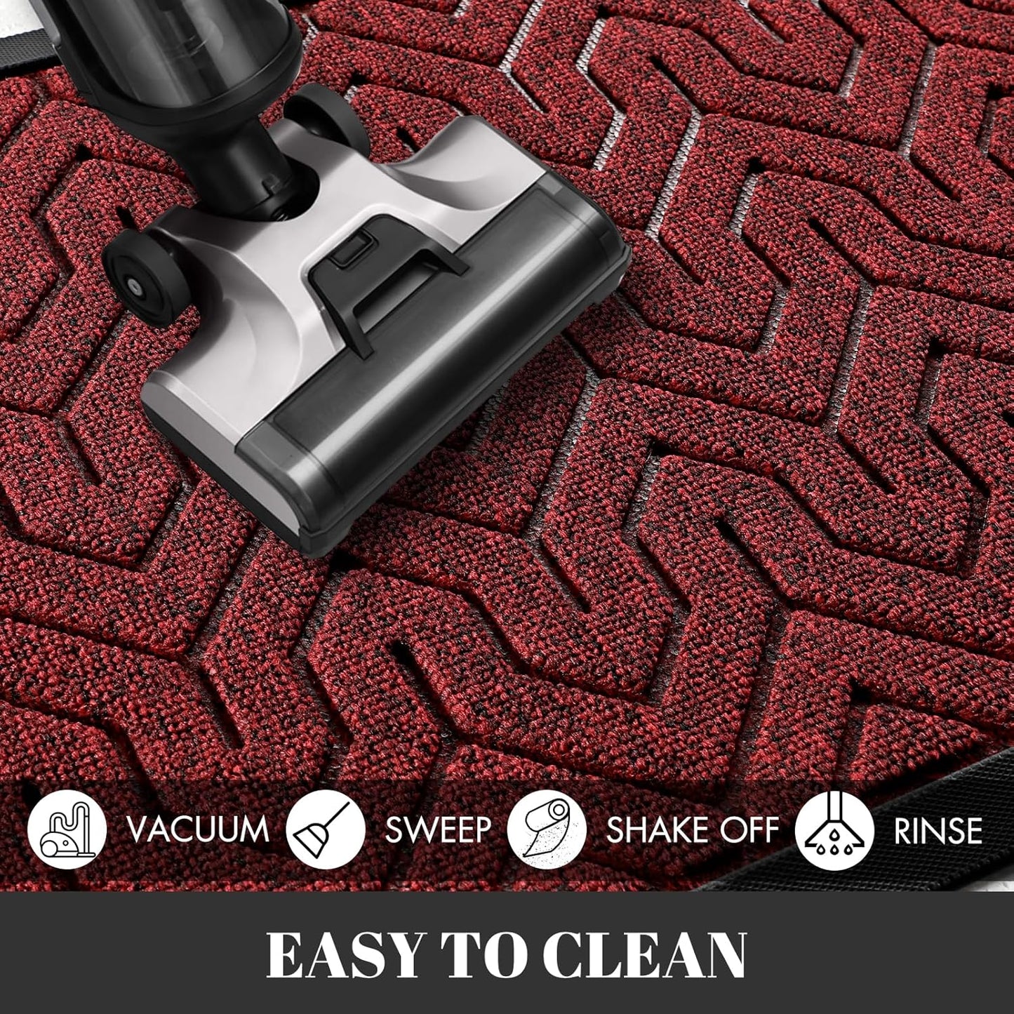 Yimobra 72x24 Indoor Outdoor Runner Rug, Heavy-Duty Entrance Mat for High Traffic Areas, Commercial Grade Welcome Door Mat, Easy Clean Black Red