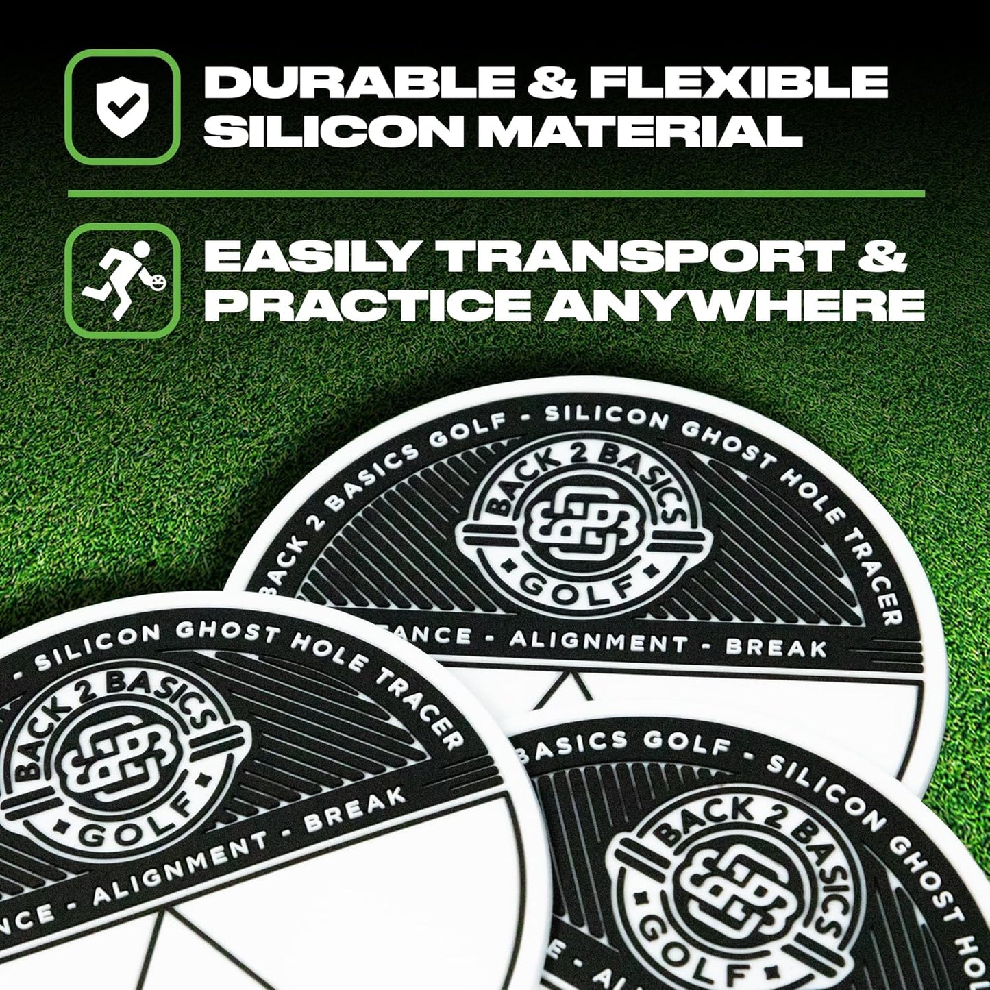 3-Pack Target Ghost Holes for Golf Training, Putting Aid for for Distance, Alignment, and Break Training - Ghost Golf Practice Hole, Putting Training Aid, Practice Putting Green Indoor & Outdoor Use