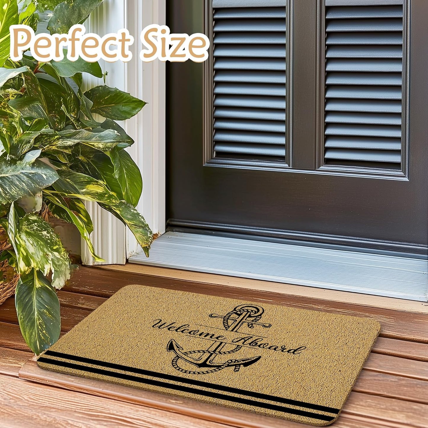 Boat Mat, Boat Decor Door Mats, Welcome Aboard Doormat, Boat Gifts Door Mat Outside Entrance, Anchor Rug, Nautical Rug, Anchor Decor, 17x30 Inches