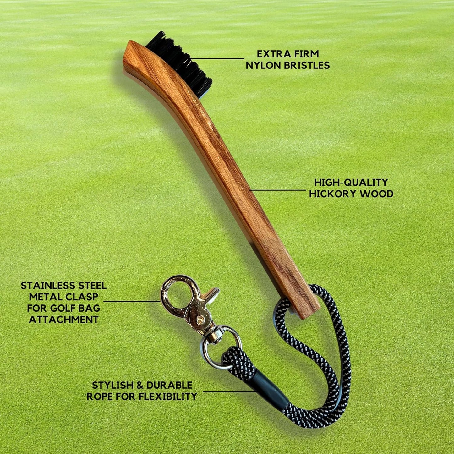 Golf Brush (2 Pack) - Cord and Clip Attachment for Bags and Carts, Club Cleaner Ideal for Woods and Irons - Golf Accesories for Men and Women
