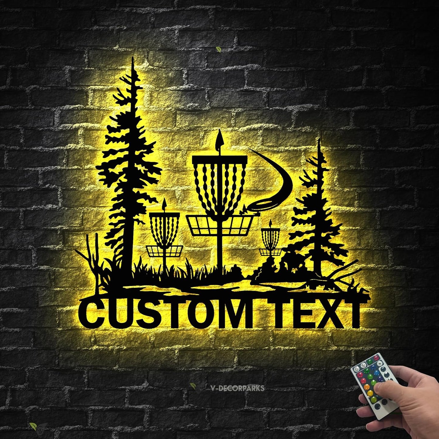 Custom Disc Golf Wall Art with LED Light, Personalized Name Lighted Metal Sign for Golf Lovers, Man Cave, Game Room, Sports Decor, Sports Wall Lights, Father's Day Gift Model-Disc01