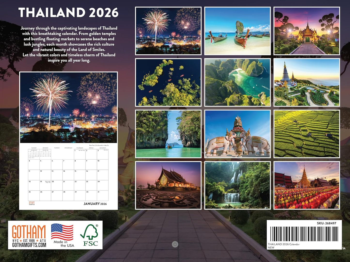 Thailand Calendar 2026 Monthly Wall Calender 12 Month | American Made In The USA