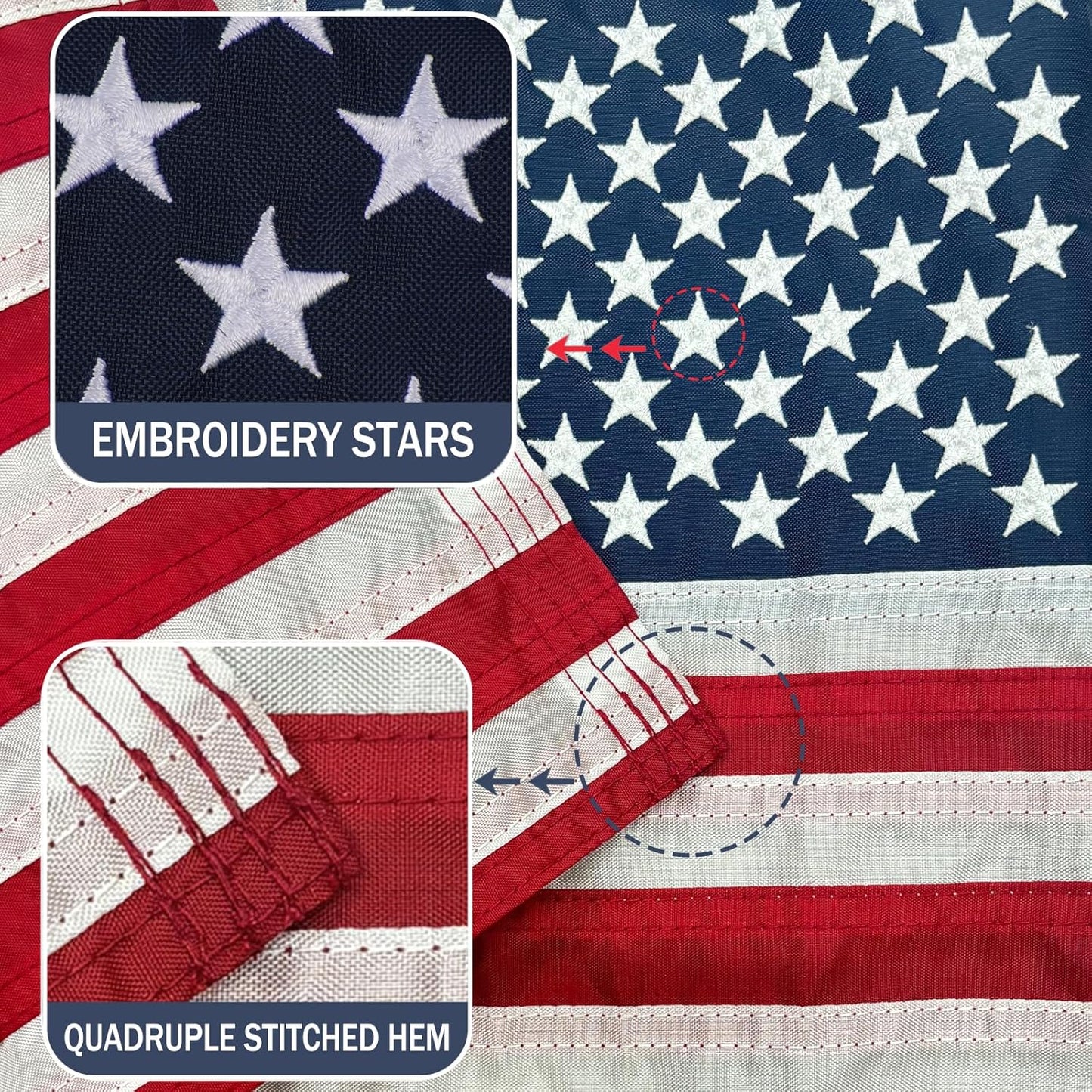 JRED 2 Pack Car Flags 12x18 Inch, American Flag for Cars Window With Flagpole Mount, 210D Embroidered Stars USA American Car Flag Window Clip, for Most Vehicle Window