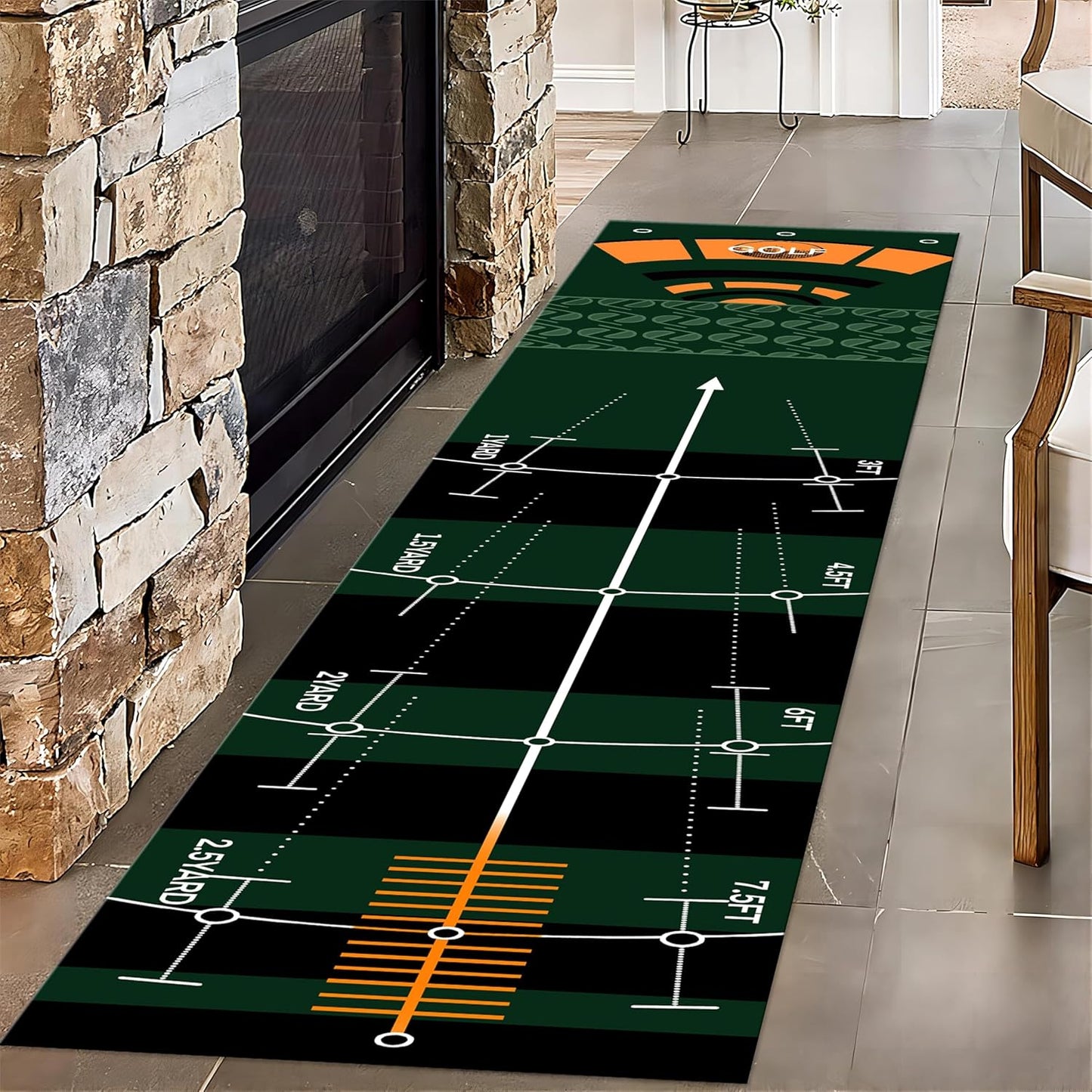 Sports Golf Runner for Entryway, 2x8ft, Golf Course Bedroom Rug, Cozy Soft Home Decor Absorbent Kids Carpet, Foldable Washable Breathable Anti-Slip Rug for Front Door Dining Room
