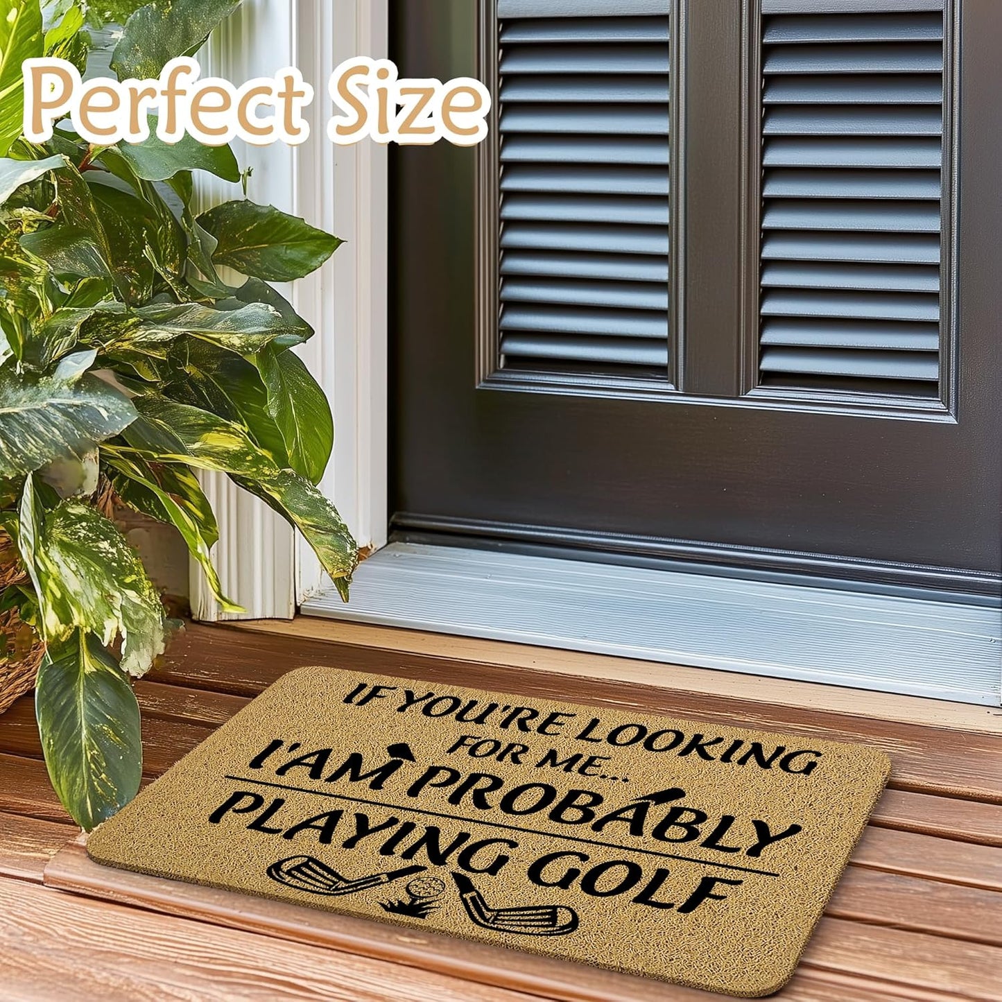 Golf Door Mat, Golf Welcome Mats for Front Door, Probably Out Golfing Humorous Doormat, 17x30 Inches