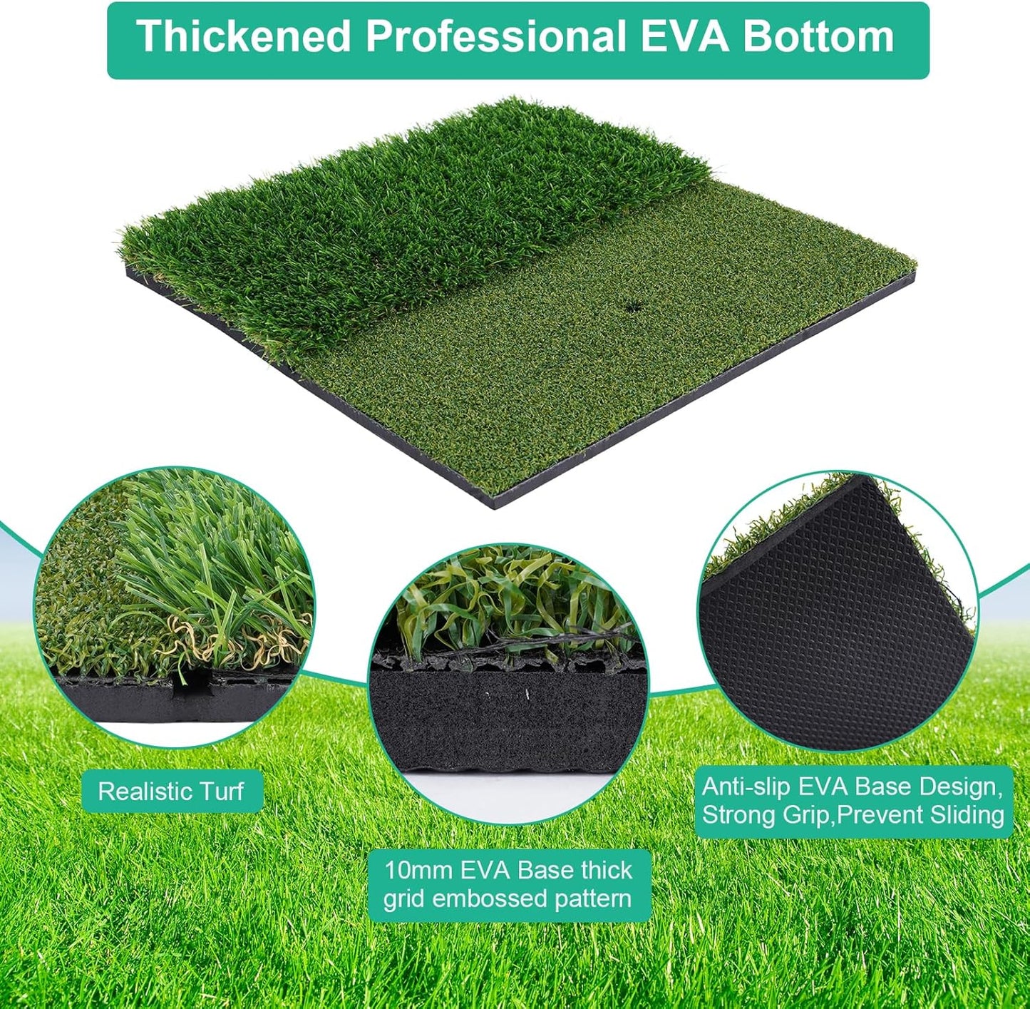 Golf Practice Mat Golf Hitting Mat Portable Training Matt Indoor Outdoor Chipping Putting Training Mats for Backyard Garage – Gift for Golfers, Beginners & Pros