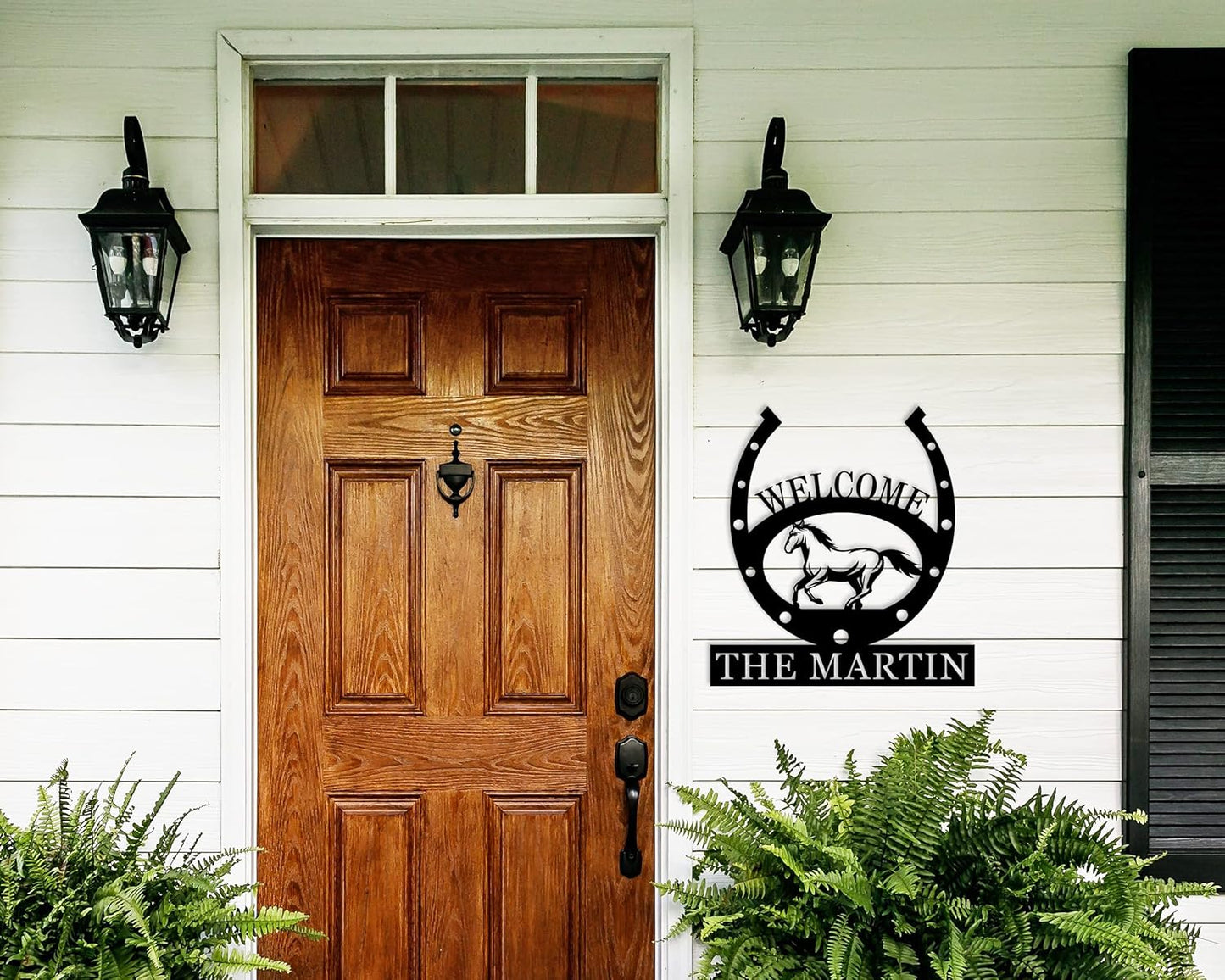 Custom Horseshoe Welcome Metal Sign Personalized Family Name Welcome Sign Last Name Sign Horseshoe Monogram Sign