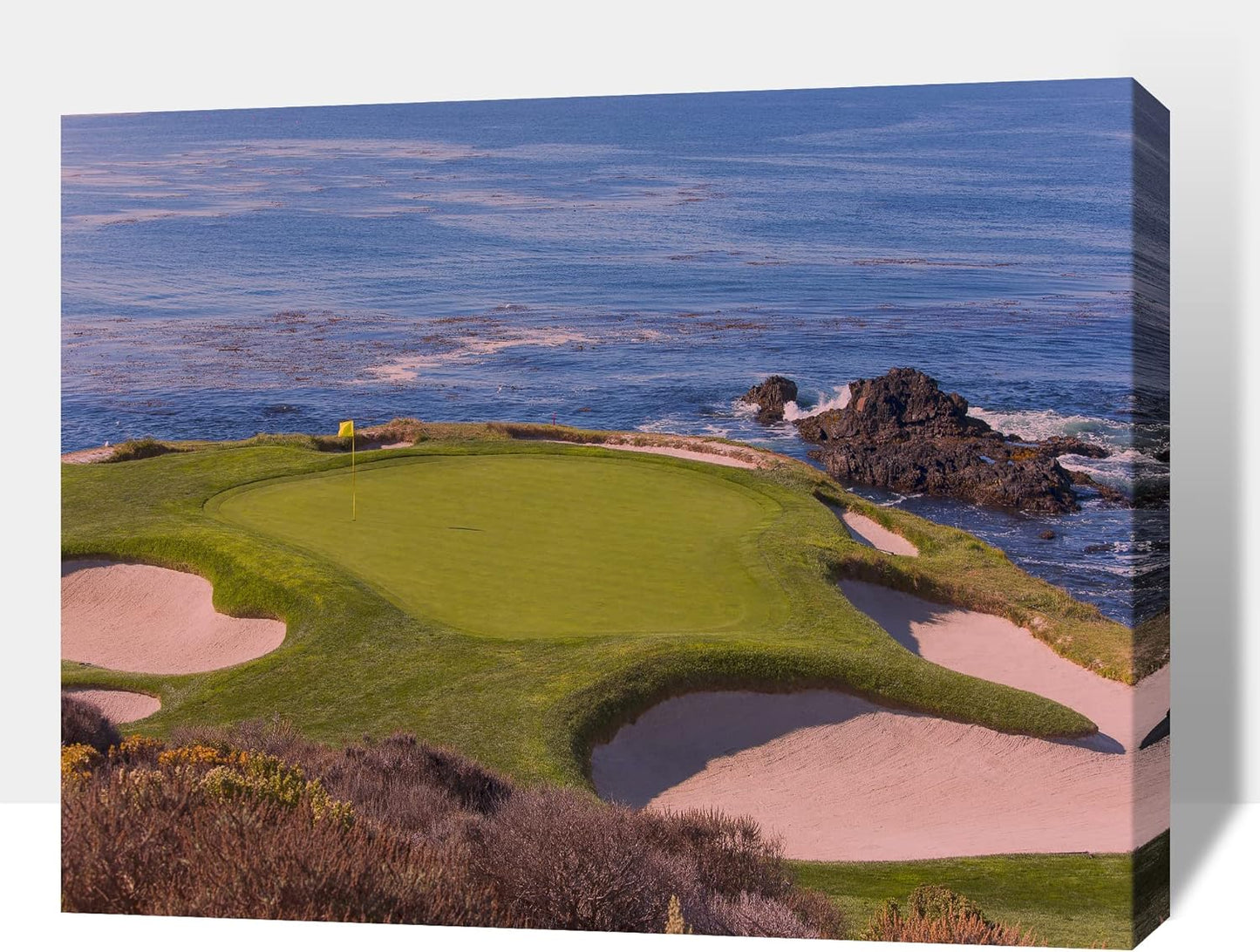 Beach Golf Wall Art, Pebble Golf Course Canvas Wall Decor Picture Print for Living Room Wall Decor, Golf Sport Poster Painting for Bedroom Office Decoration, Framed Sport Artwork for Home 28x40 Inches