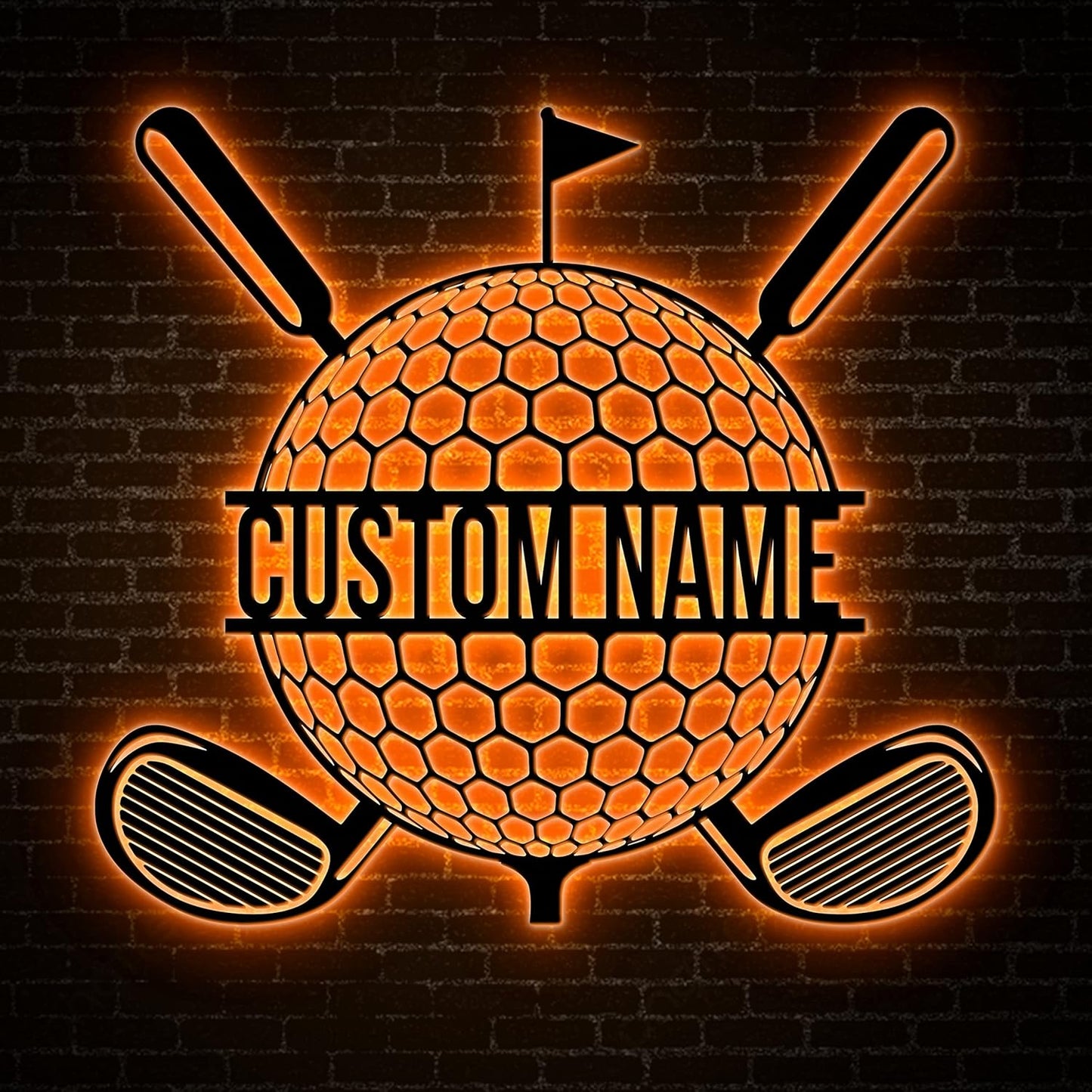 Personalized Man Golfer Name Sign Decoration For Room Metal Wall Art With LED Light, Birthday Gift For Men, Home Decor, Gift For Dad, Son, Sports Lovers, Christmas Gift