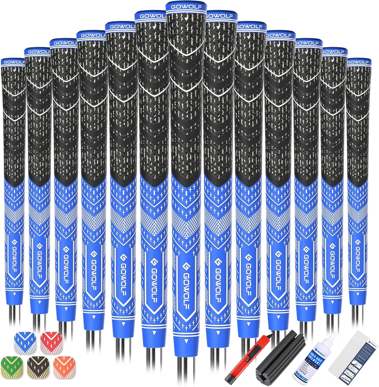 Gowolf Golf Grips Cord Rubber Multi-compound Golf Driver Irons Club 13pcs Golf Grips Colored Top Cover SL02 Pro with Free 15 Tapes