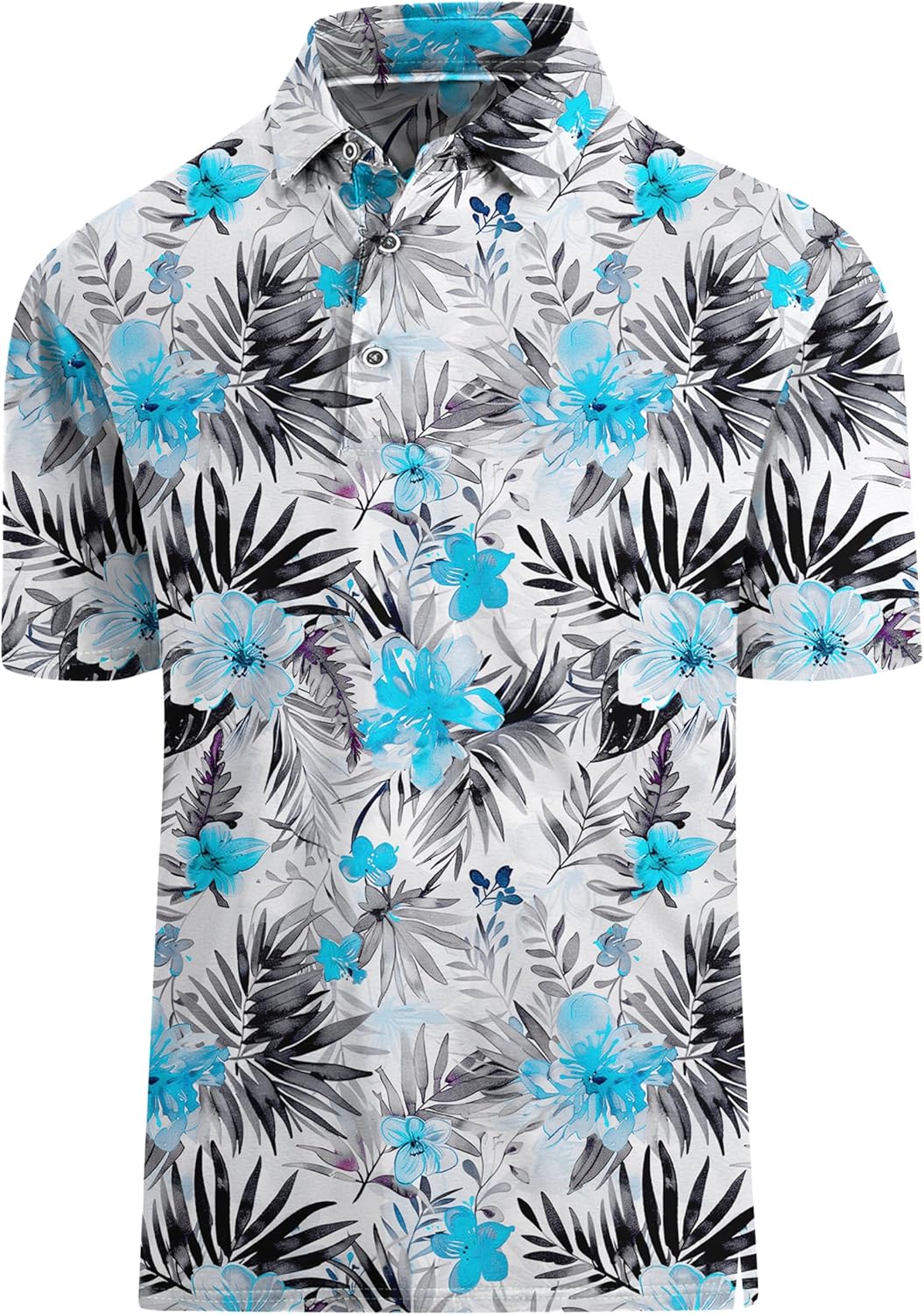 Hodaweisolp Golf Shirts for Men Dry Fit Print Moisture Wicking Performance Short Sleeve Polo Shirt