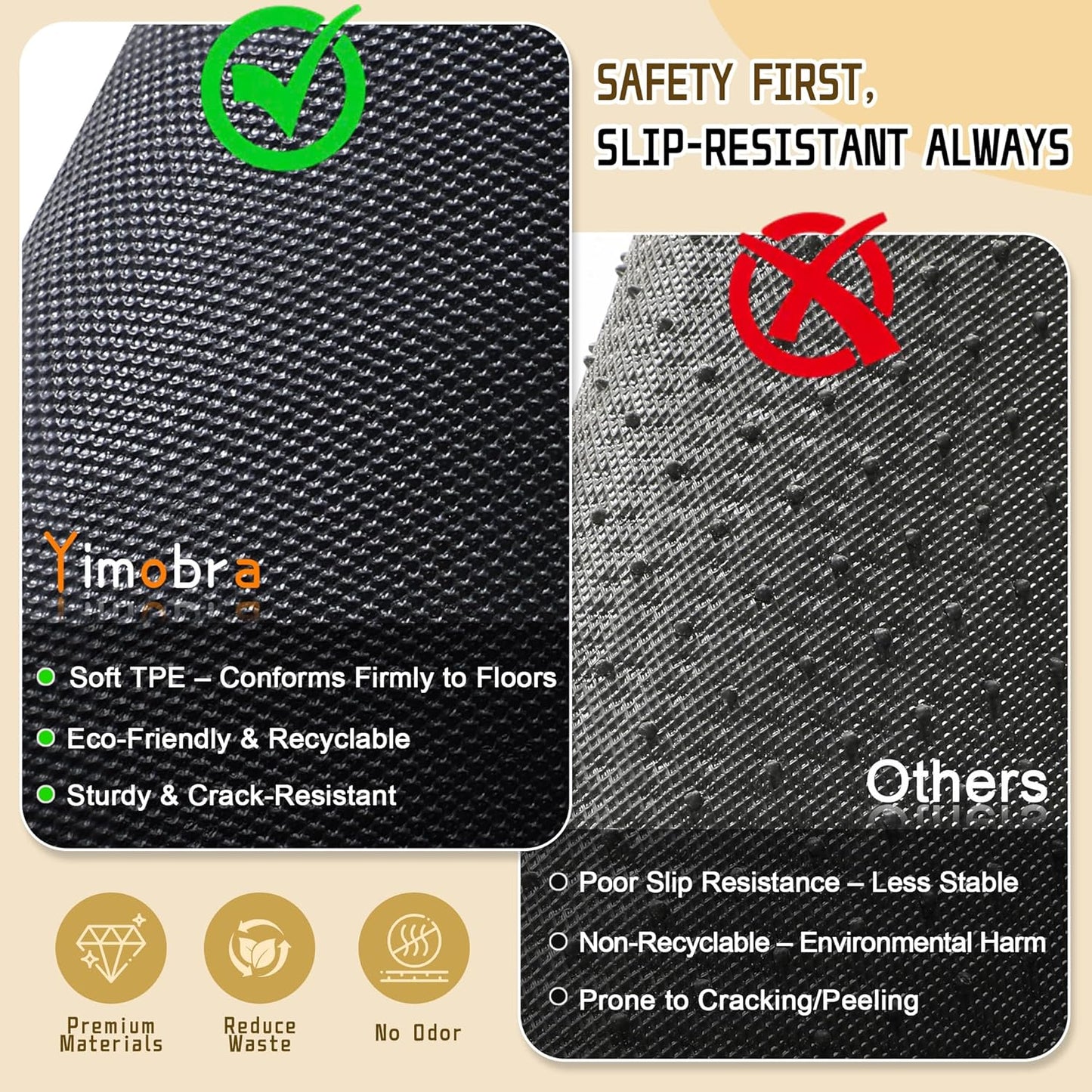 Yimobra Outdoor Mats for Front Door 29.5x17, Stops Mud & Dirt at Entrance, Fits Garage & Patio, All-Weather Waterproof Non Slip Outdoor Indoor Welcome Mat, Black