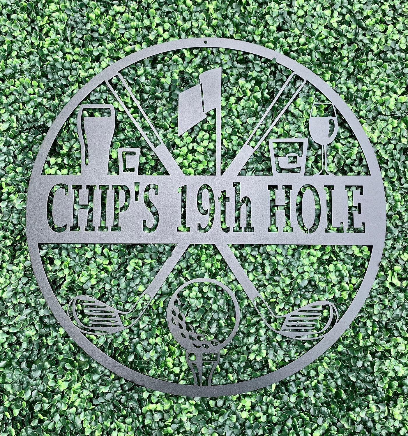 19th Hole Custom Golf Sign (18" W x 18" H, Green)