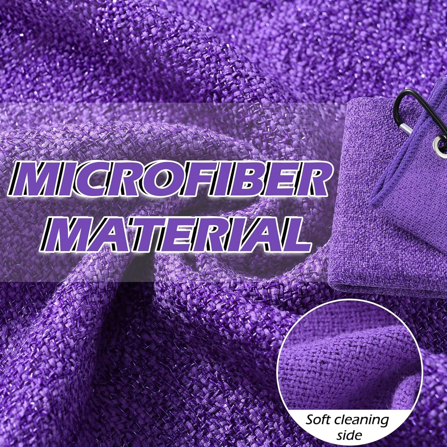 Mile High Life Tri-Fold Golf Towel, 2-in-1 Club & Ball Cleaner, Scratch-Free Scrubbing Side + Ultra-Soft Microfiber, Heavy-Duty Clip, Quick-Dry