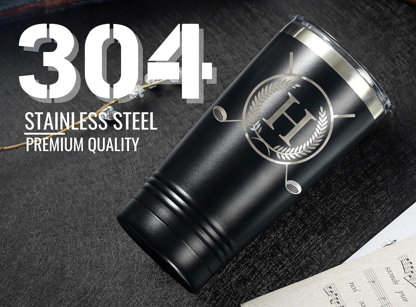 Onebttl Golf Gifts for Men with Initial for Golfer & Golf Lovers, 20oz Travel Mug, Perfect Gifts for Men, Birthday, Christmas - H