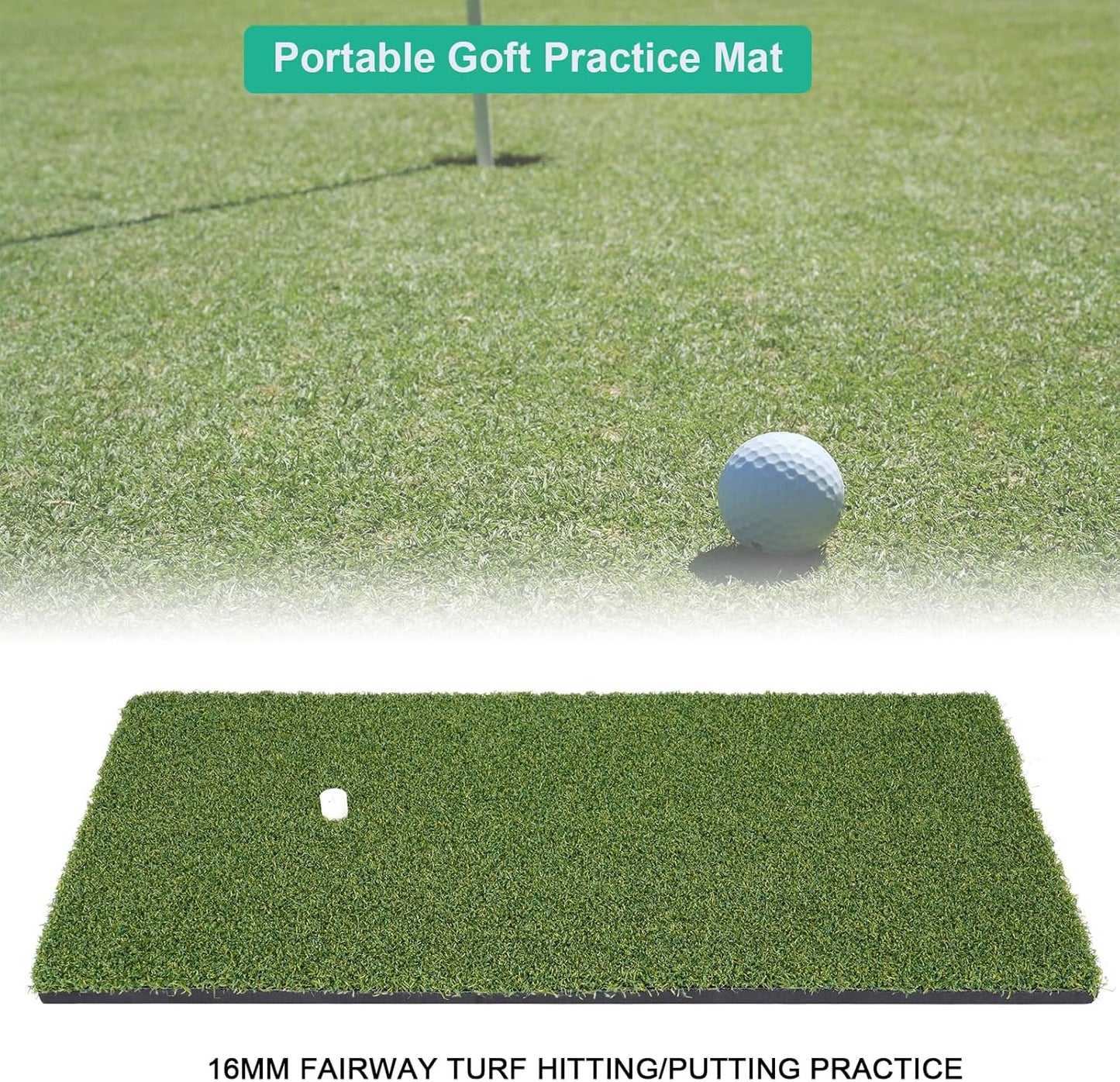 Golf Practice Mat Golf Hitting Mat Portable Training Matt Indoor Outdoor Chipping Putting Training Mats for Backyard Garage – Gift for Golfers, Beginners & Pros