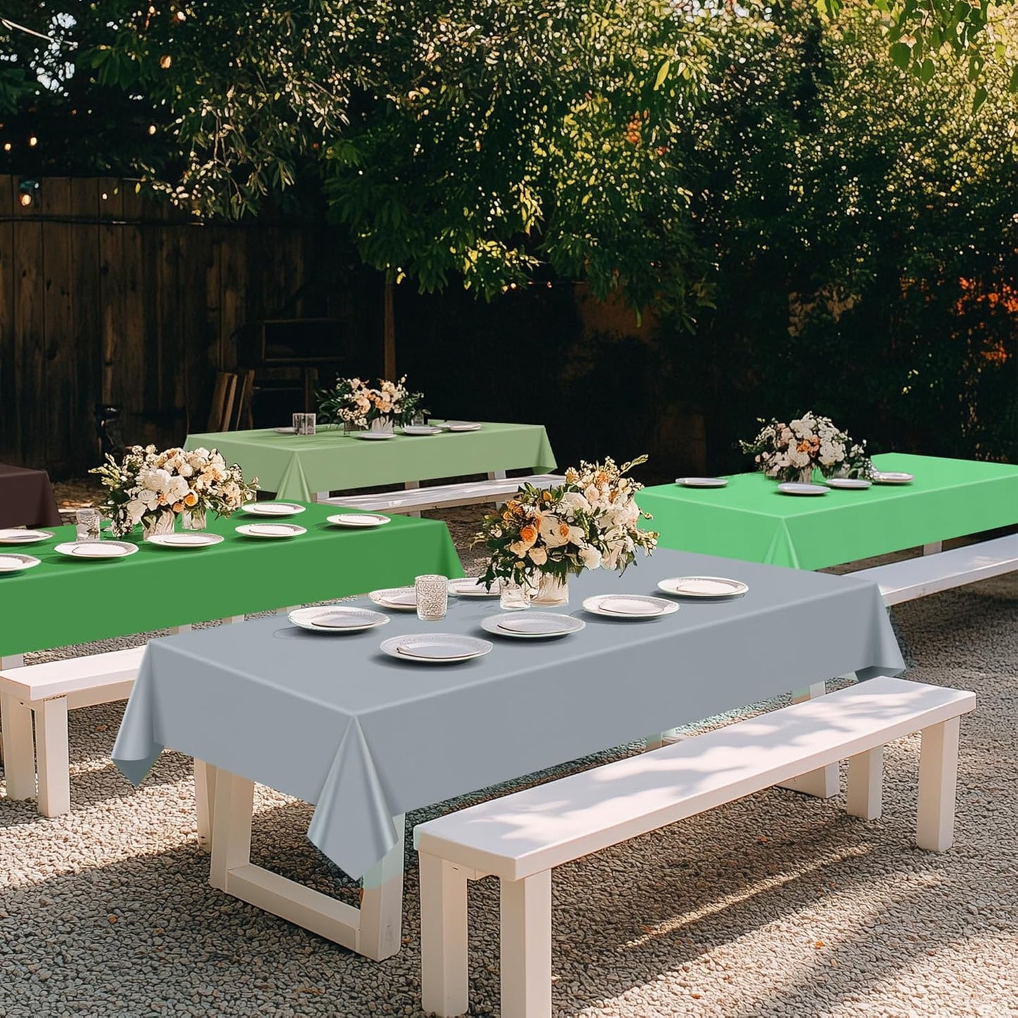 6 Pieces Mine Series Rectangle Tablecloth, 54x72 Solid Color Waterproof & Spillproof Disposable Plastic Table Cover, Durable Party Tablecloth for Dining, Buffet, Picnic, Outdoor Events