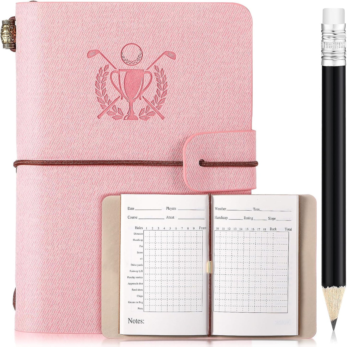 Yexiya Golf Scorecard Book with Pencil Leather Golf Journal Scorecard Holder Accessories Notebook Log Book Pocket Scorebook Gifts for Men Golfers, Sports and Outdoor Club Accessories