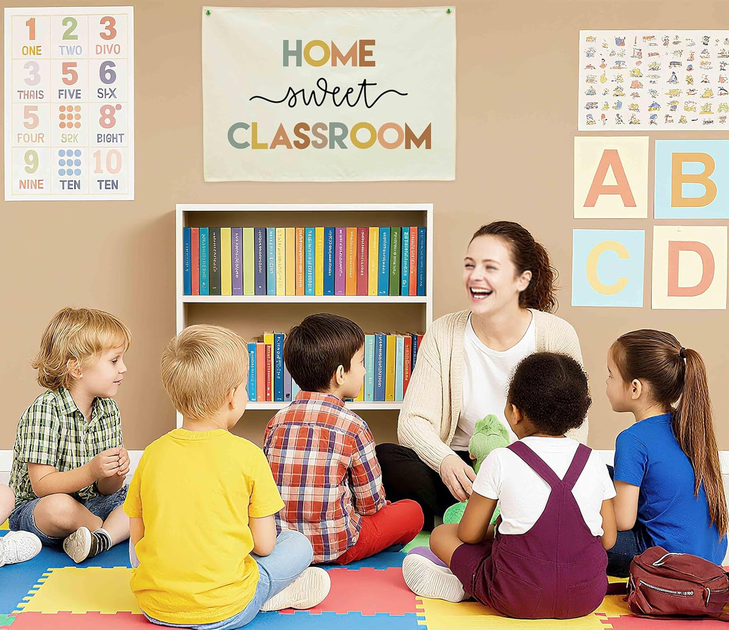 Classroom Wall Decor Poster-Nursery Decor -Teacher Appreciation Gift-Teacher's Day Gift-Door Sign-Hanging Rectangle Banner Flag Wall Decor-Home Sweet Classroom-Christmas Gift-28.5"L×20"W