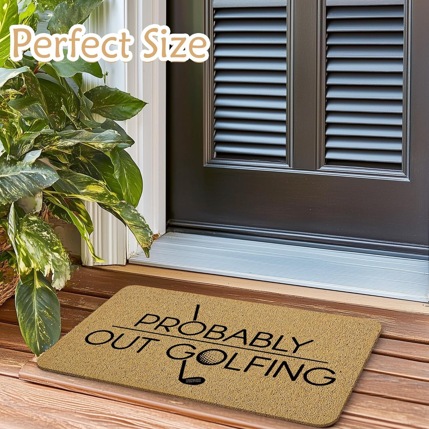 Funny Golf Welcome Mats for Front Door, Golf Sports Door Mat, Probably Out Golfing Humorous Doormat for Porch Outside Inside Outdoor Indoor Entrance, Funny Bath Rug, 17x30 Inches
