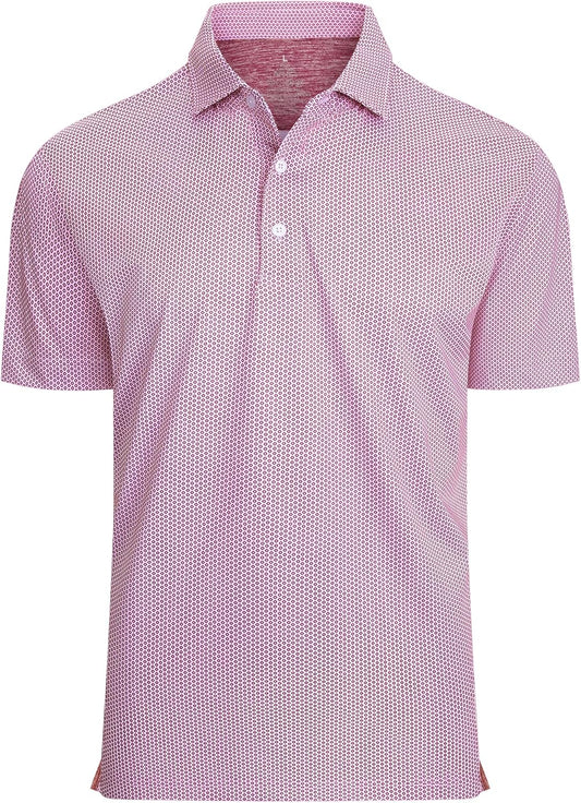Alex Vando Mens Golf Shirt Moisture Wicking Classic Print Golf Shirts for Men