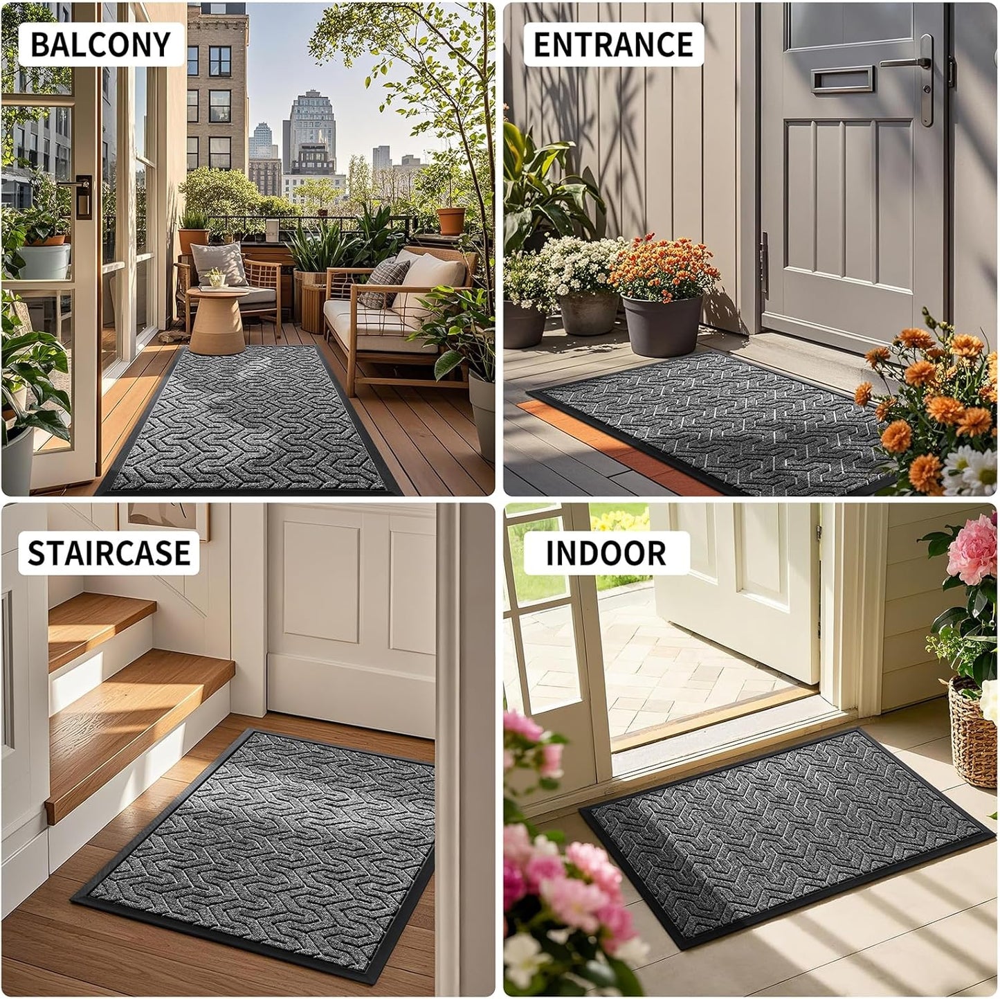 Yimobra Large Door Mat Outside Entrance 36x24, Waterproof Heavy Duty Outdoor Mats for Front Door, Non Slip Rubber Entry Mat for Garage Patio Indoor, Easy Clean, Mix Grey