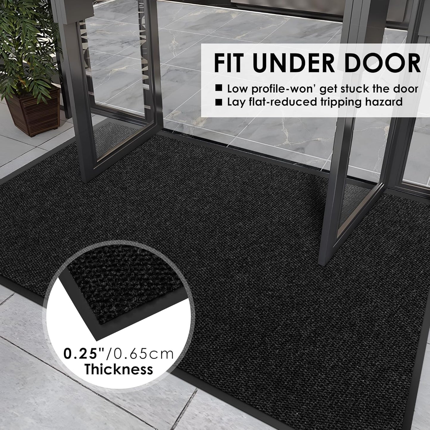 3′ x 62′ Front Door Mat Indoor Outdoor Entrance, Commercial Floor Mat Heavy Duty Dirt Trapper Entryway Doormat, Custom Size Non Slip Rubber Backing Welcome mat, Door Mat for High Traffic Area