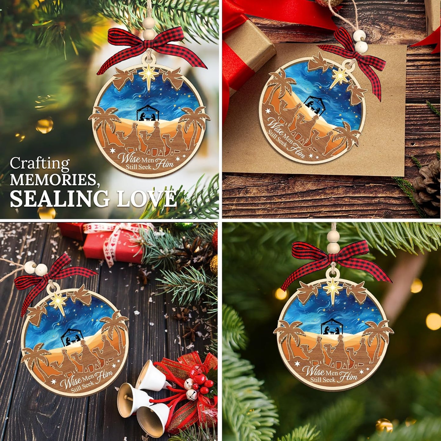 HEXMOZ Nativity Scene Christmas Ornaments - Catholic Religious Gifts for Women, Men - Christian Ornaments for Christmas Tree, Nativity Decorations Festive Faith Ideas - Xmas Holiday Ornaments 2025