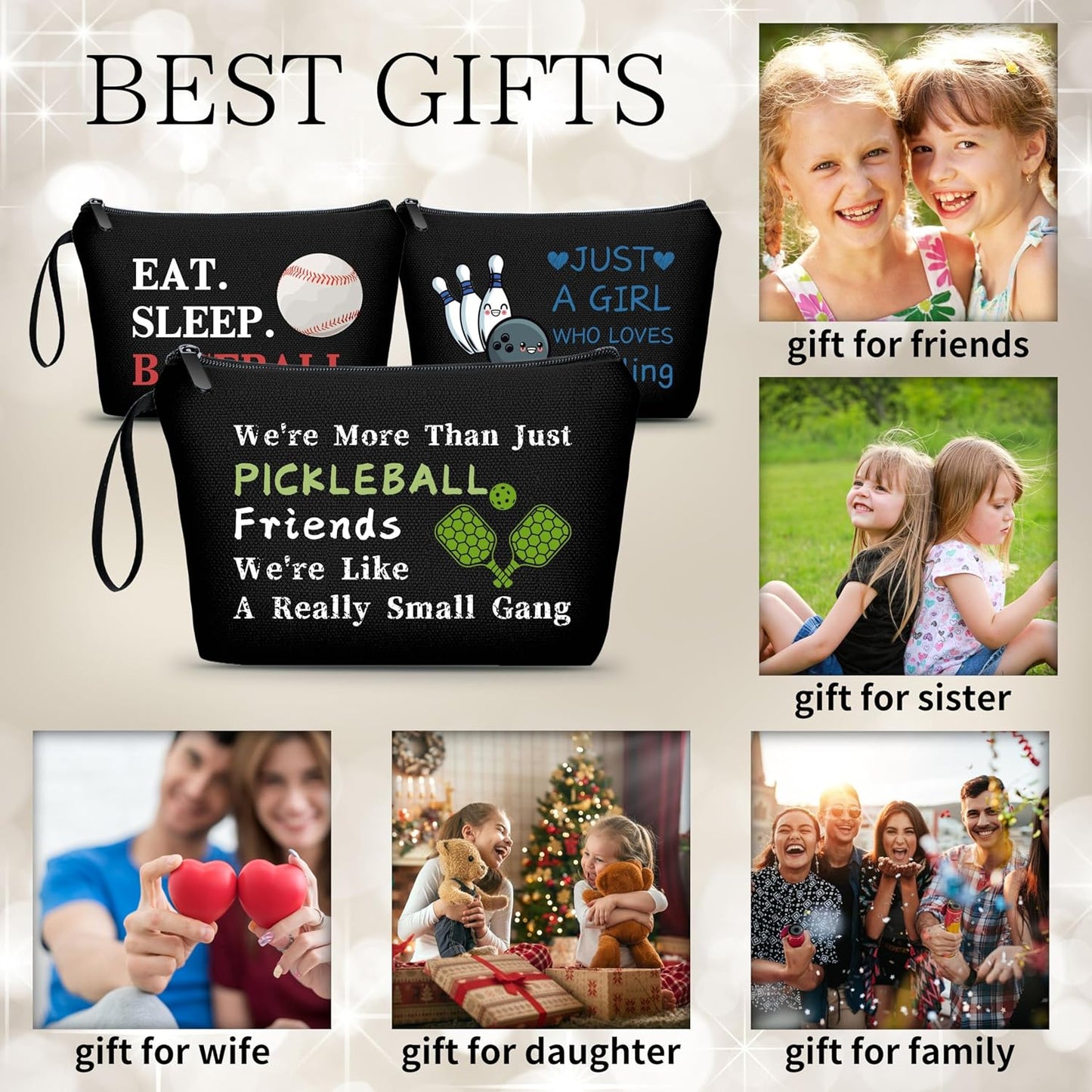 Pickleball Gifts,Gifts for Pickleball Lovers,Pickle Ball Gifts,Pickleball Gifts for Women,Small Cosmetic Bag,Birthday Gifts for Women Her Bff Bestie Best Friend Sister