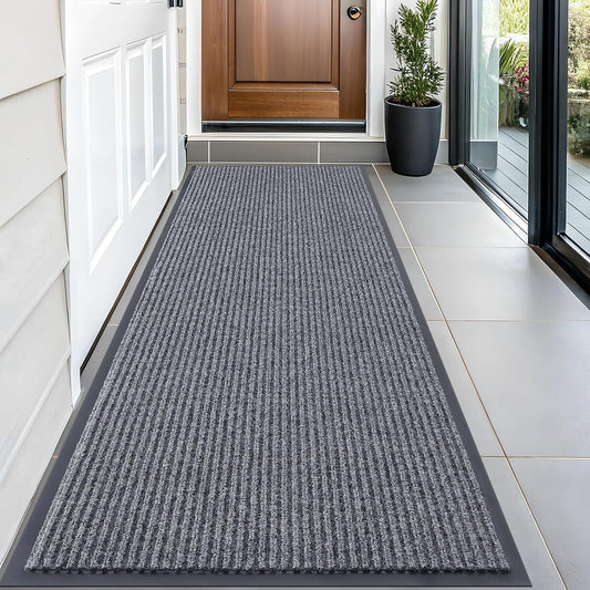 OLANLY Front Door Mat Indoor Outdoor Entrance, Waterproof Heavy Duty Doormat, Fade Resistant, Low Profile, Easy Clean Patio Porch Welcome Floor Mats for Entry, 59x23, Grey