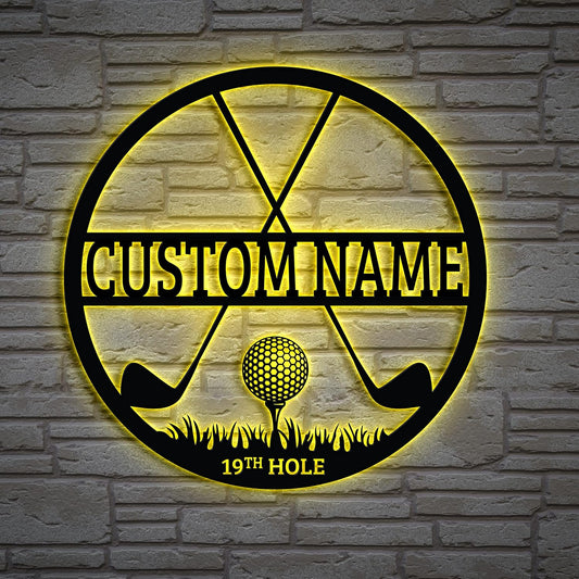 Personalized 19th Hole Custom Golf Metal Sign, Funny Man Cave Sign for Golfers, Custom Metal Pub Wall Art Decorative Accent, Home Decor Sign for Man Cave Bar, Home Decor, Gift For Dad, Son, Sports Lovers, Christmas Gift