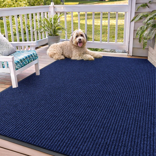 OLANLY Front Door Mat Indoor Outdoor Entrance, Waterproof Heavy Duty Doormat, Fade Resistant, Low Profile, Easy Clean Patio Porch Welcome Floor Mats for Entry, 71x47, Blue