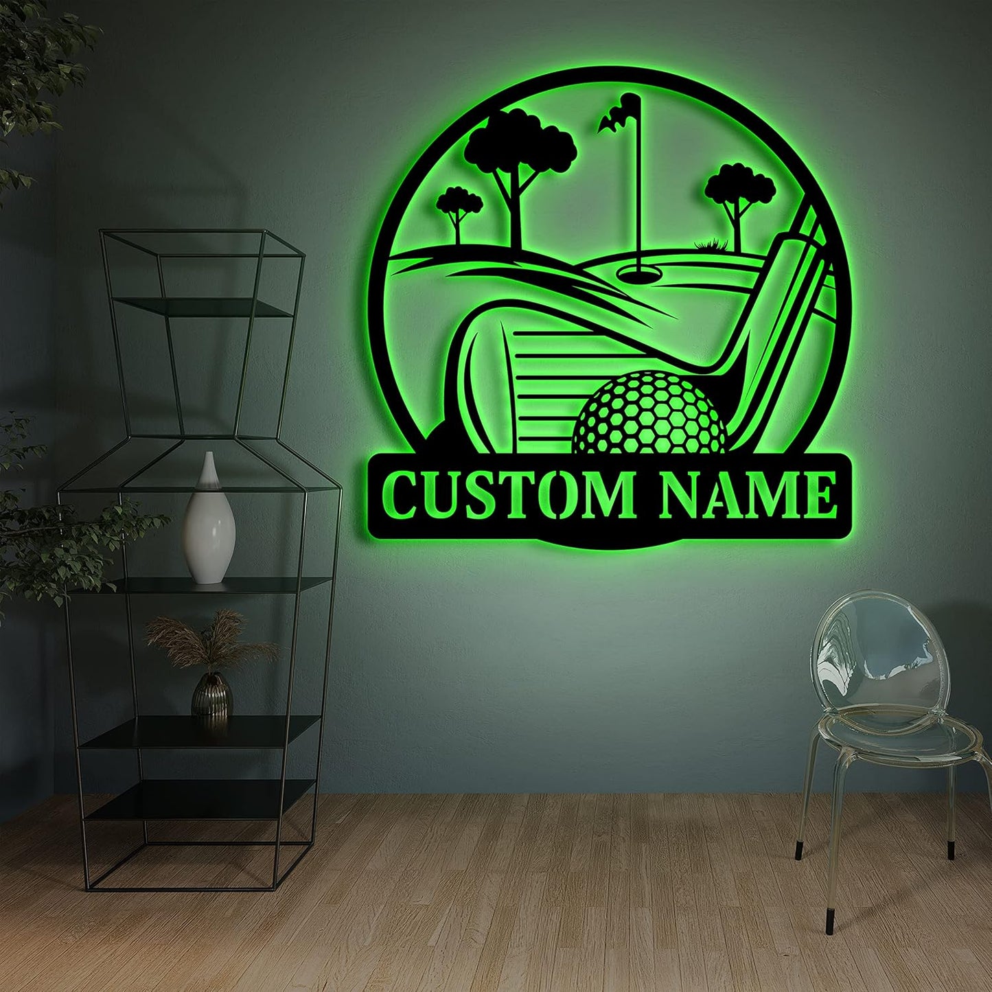 Personalized Men_s Golf Monogram Metal Sign LED Light, Wall Art Decor, Sports, Golfing, Golf, Metal Signs, Home Living Decor, Home Decor, Gift For Dad, Son, Sports Lovers, Christmas Gift