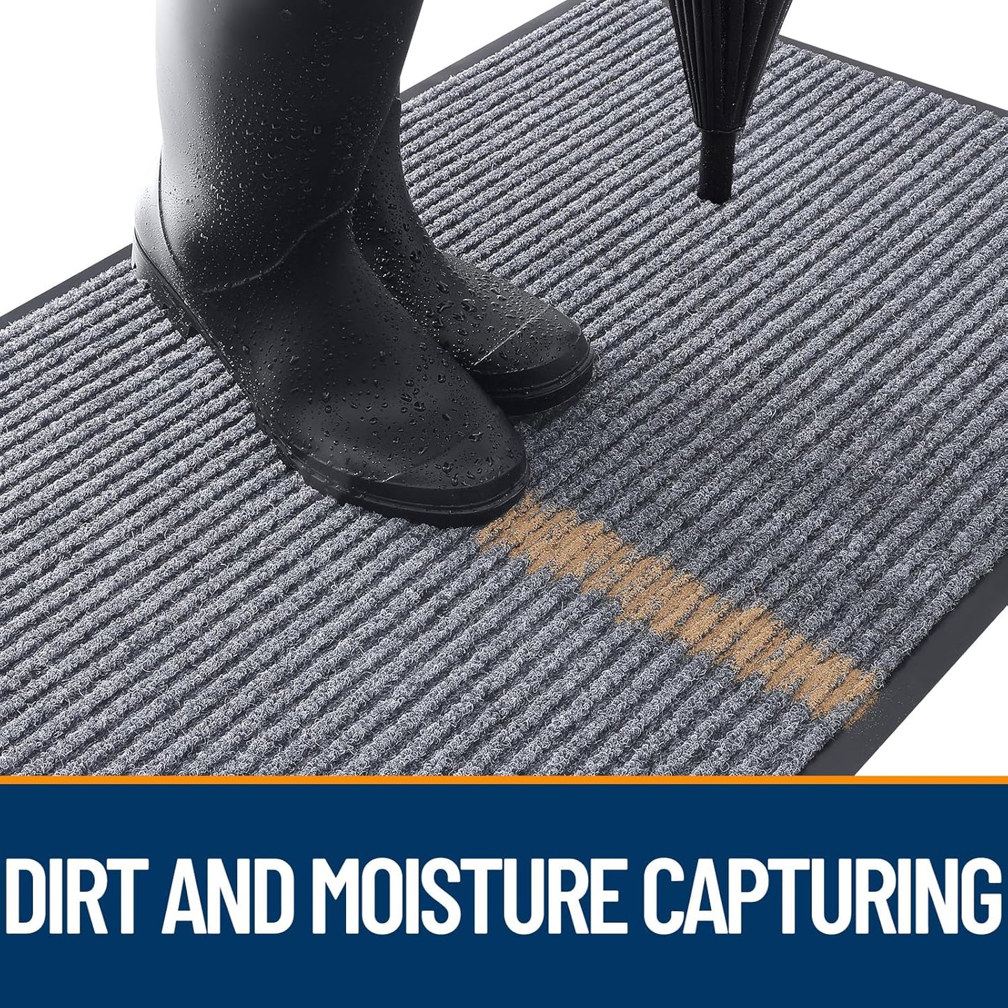 OLANLY Front Door Mat Indoor Outdoor Entrance, Waterproof Heavy Duty Doormat, Fade Resistant, Low Profile, Easy Clean Patio Porch Welcome Floor Mats for Entry, 29.5x17, Light Gray