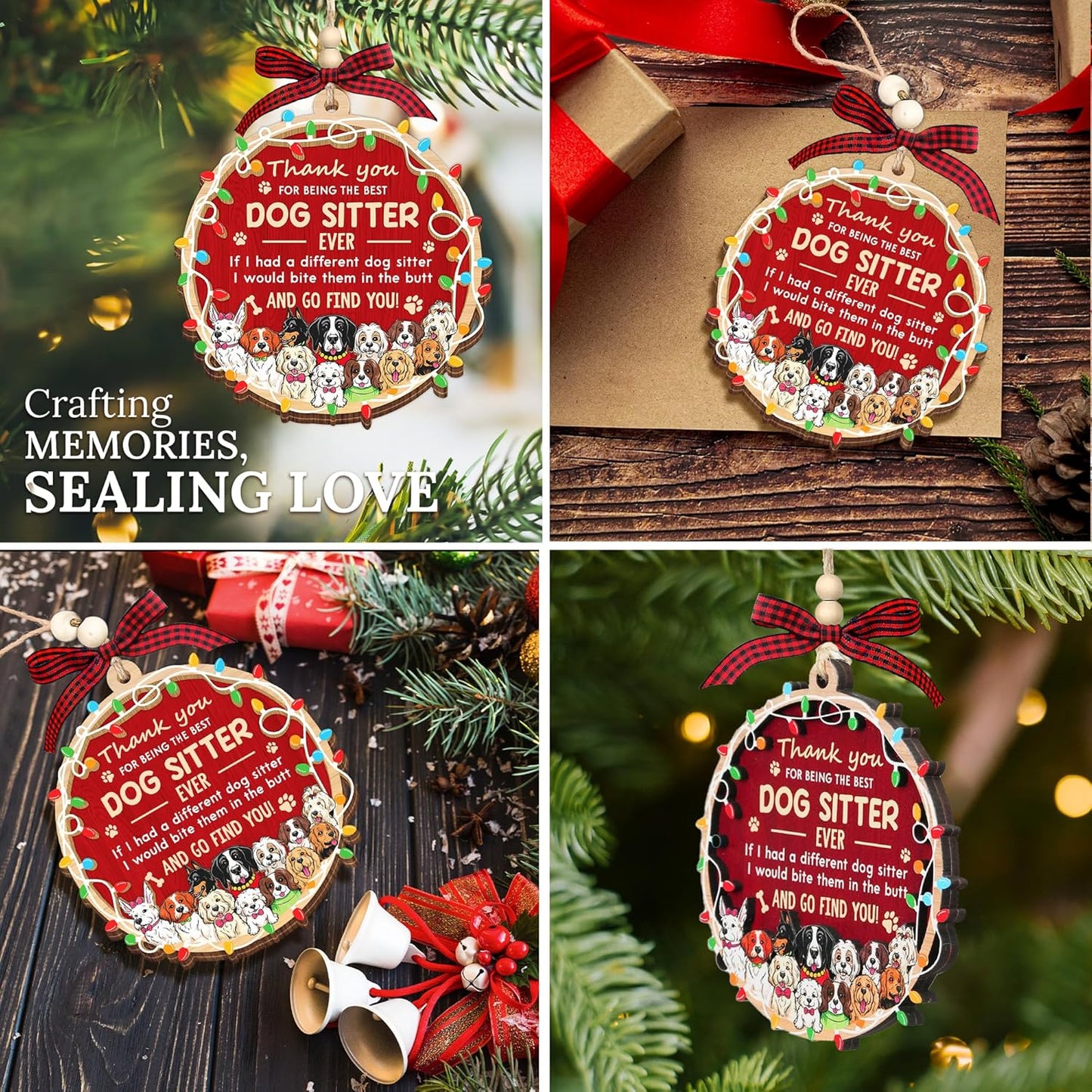 HEXMOZ Dog Sitter Gifts for Women, Men - Dog Sitter Ornament - Petsitter Thank You Gift for Christmas, Appreciation Present Gift Ideas - Xmas Dogs Ornaments Holiday Decorations 2025