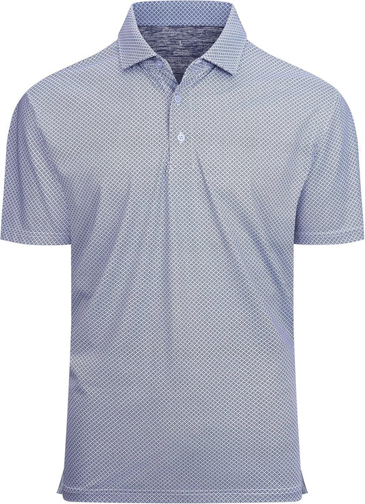 Alex Vando Mens Golf Shirt Moisture Wicking Classic Print Golf Shirts for Men