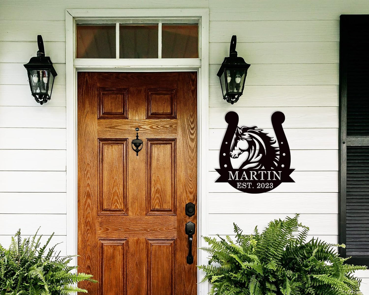 Personalized Horse Head Metal Sign，Horse Head Horseshoe Monogram Sign，Last Name Sign Equestrian Horse Lover Gift Horseshoe Living Room Decor