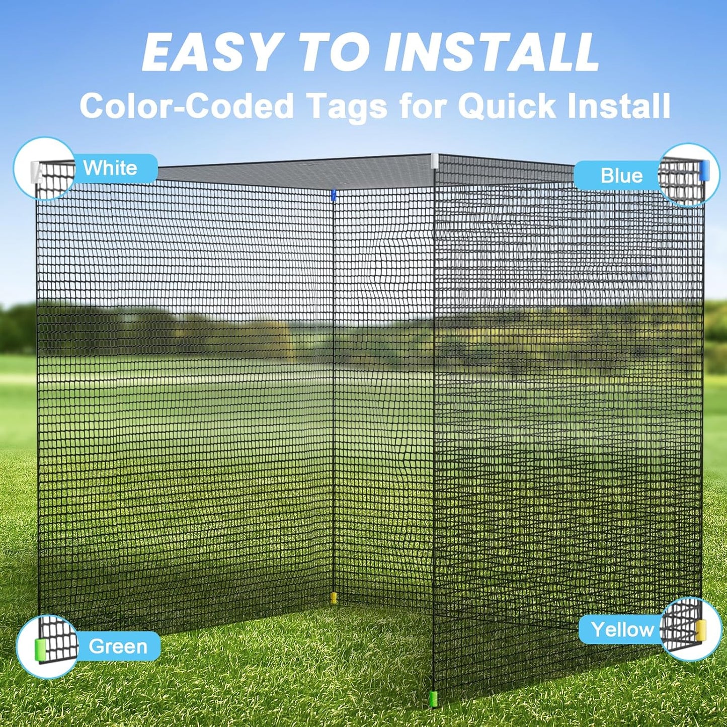 aikeec Golf Practice Hitting Net: 10 x10x 10 Ft Batting Cage Netting with Polyester Mesh, Roped Edges -for Backyard Driving, Garage, Indoor/Outdoor, Golf Simulator (Frame Not Included)