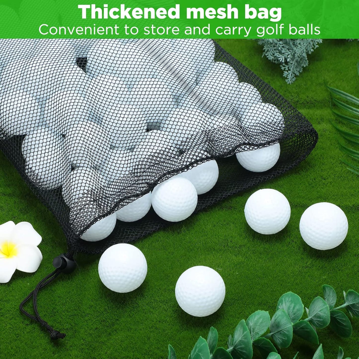 Yunsailing 120 Pcs Plastic Practice Golf Balls Bulk Hollow Training Golf Balls with 2 Pcs Mesh Drawstring Storage Bags for Indoor Outdoor Training and Practice