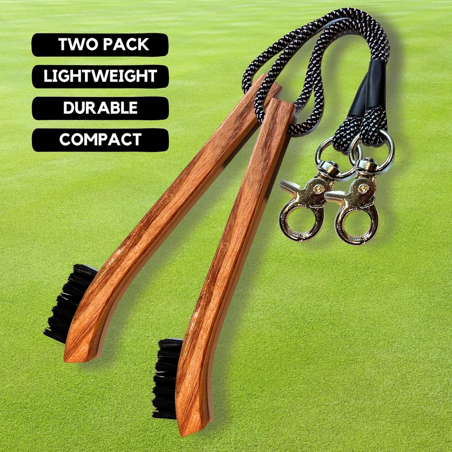 Golf Brush (2 Pack) - Cord and Clip Attachment for Bags and Carts, Club Cleaner Ideal for Woods and Irons - Golf Accesories for Men and Women