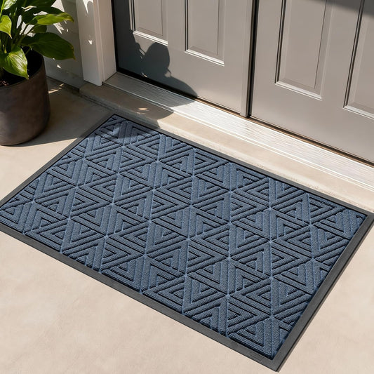 Yimobra Large Door Mat 47x32, All-Weather Waterproof Non-Slip Welcome Matt Outdoor, Heavy Duty Non Slip Doormat for Entryway for Patio and Garage Indoor, Easy Clean, Blue