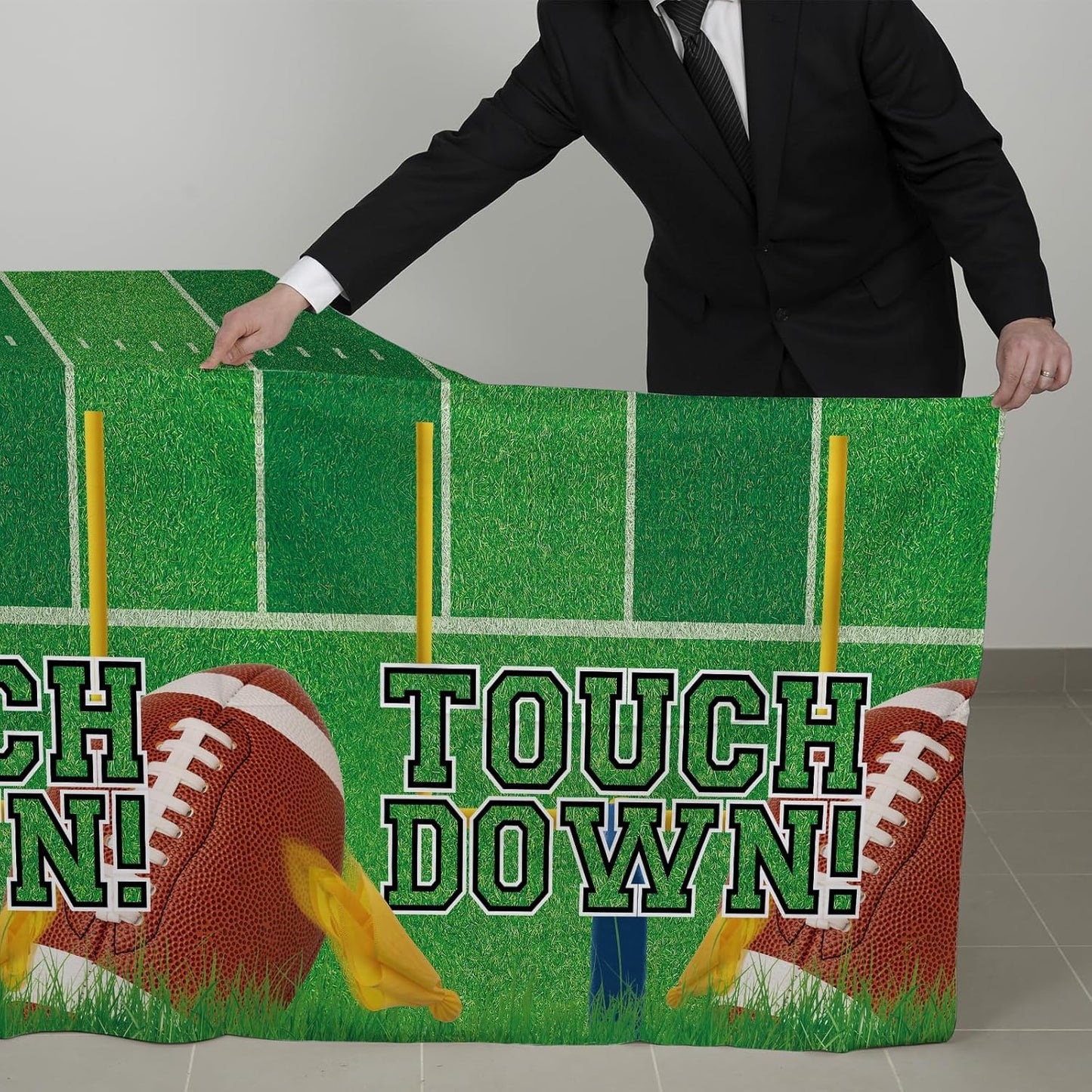 Gatherfun 2-Pack Football Decorations – Touchdown Tablecloth Set, 54x108 Disposable Plastic Covers for Game Party, Birthday Party & Football-Themed Favors
