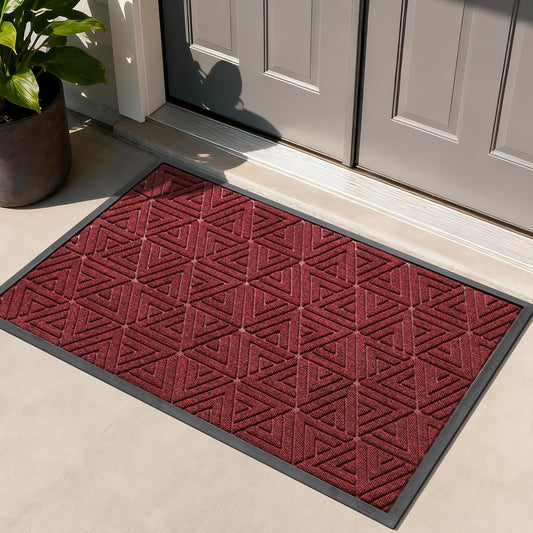 Yimobra Large Door Mat 47x32, All-Weather Waterproof Non-Slip Welcome Matt Outdoor, Heavy Duty Non Slip Doormat for Entryway for Patio and Garage Indoor, Easy Clean, Black Red