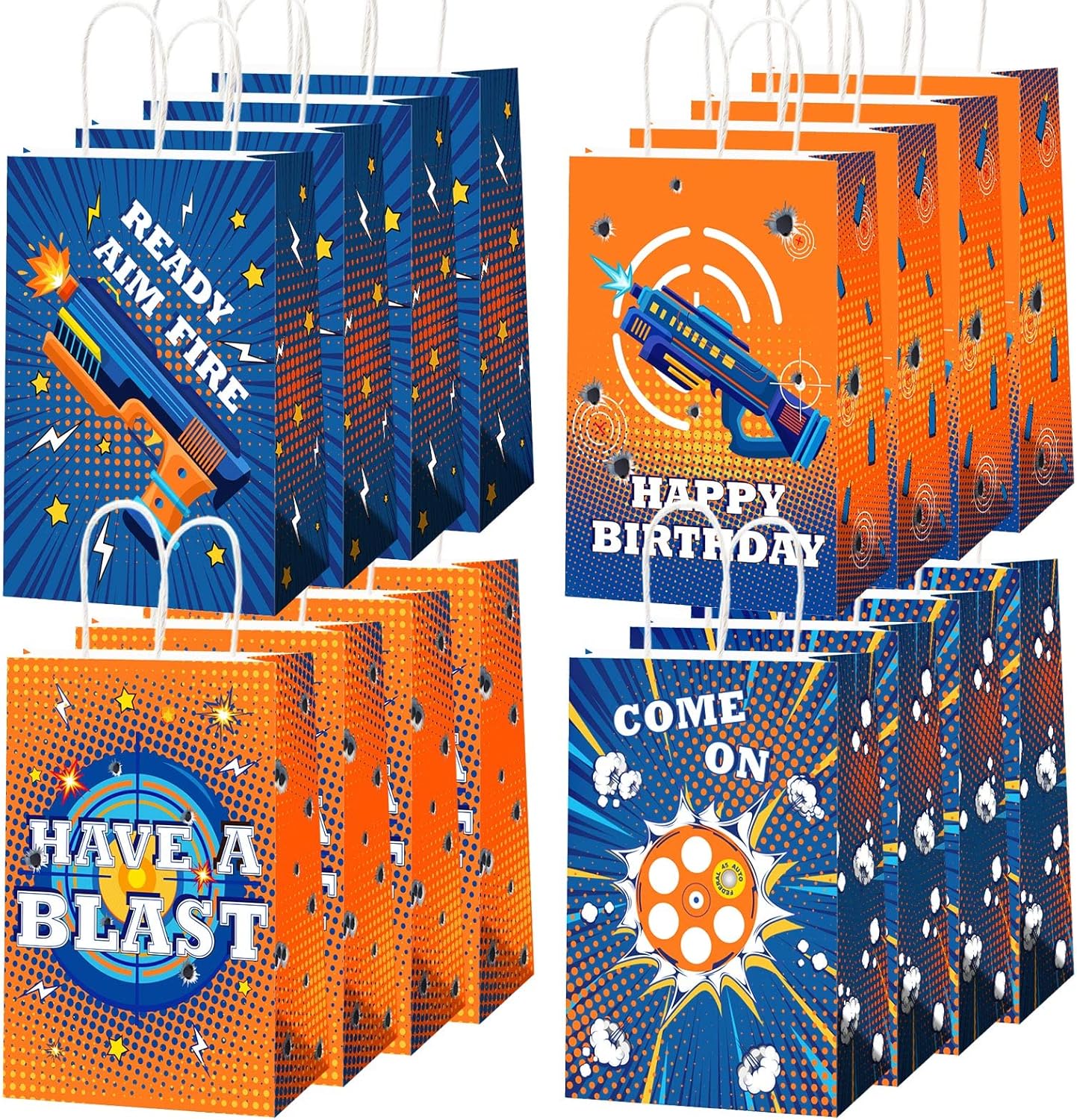 gisgfim 16 Pieces Dart War Party Supplies Bags War Birthday Party Goody Treat Paper Bags Party Decorations Dart Theme Baby Shower Birthday Party Gifts