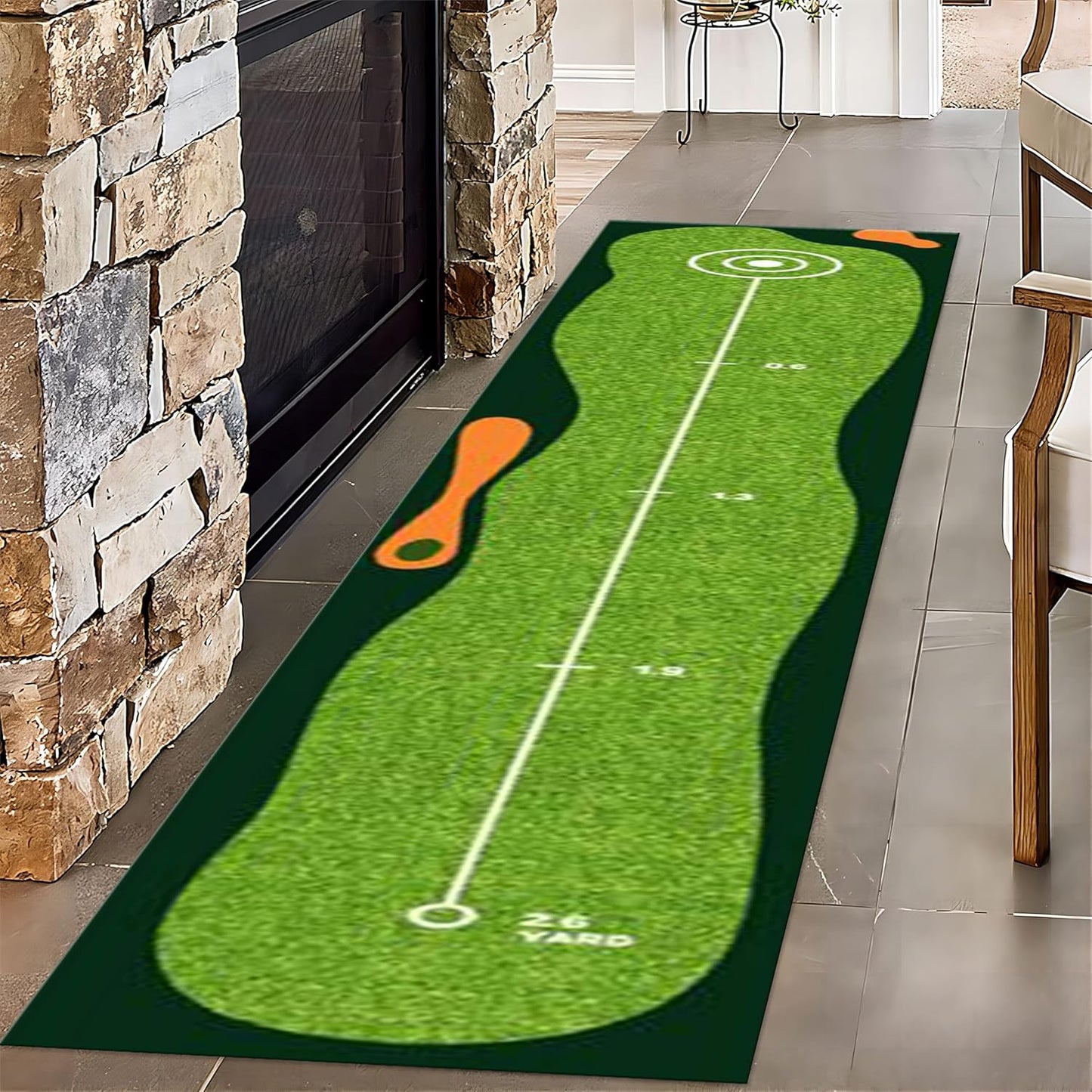 Sports Theme Rugs for Indoor, 1.3x7ft, Green Lawn Hallway Carpet, Reduce Noise Breathable Durable Entry Carpet, Non-Shedding Pet Friendly Foldable Area Rug for Indoor Entry Entryway