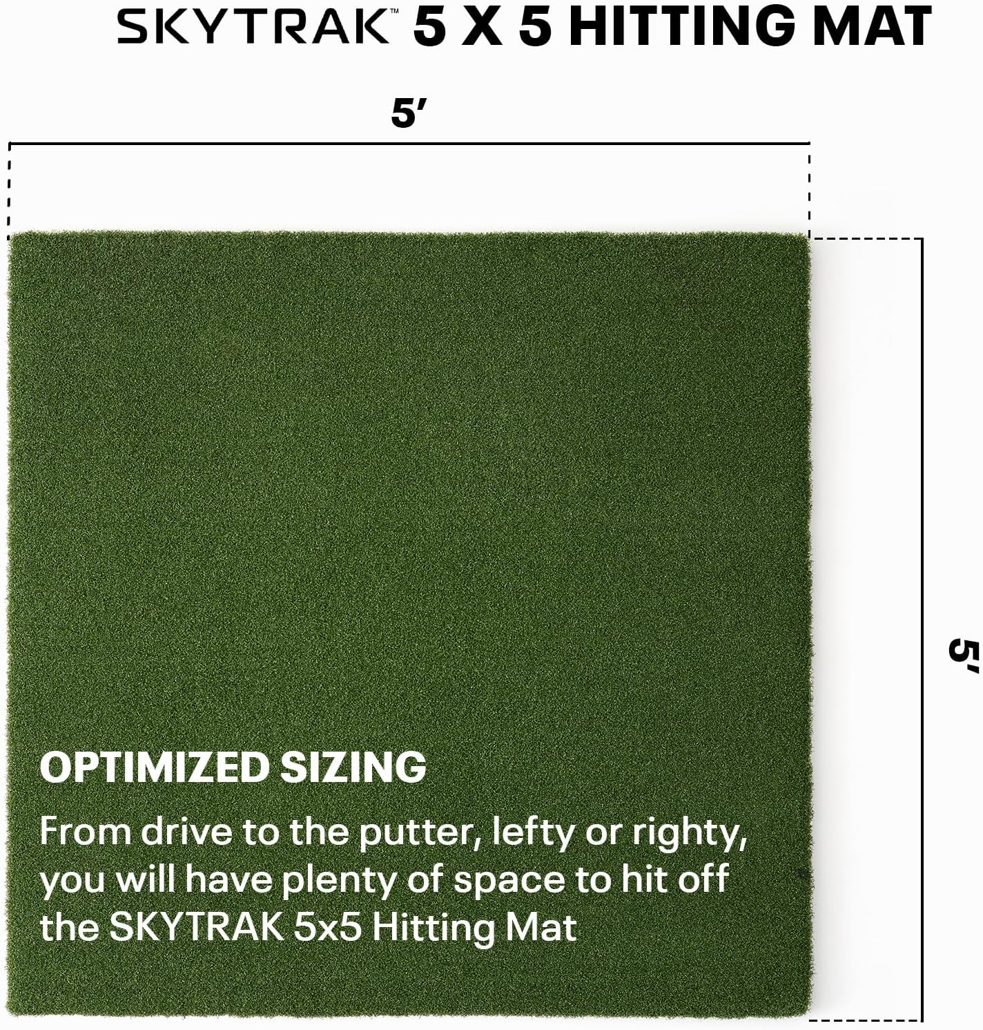 SkyTrak Golf Hitting Mat - 5' x 5' | Premium Feel, Realistic Turf, and Ultimate Stability